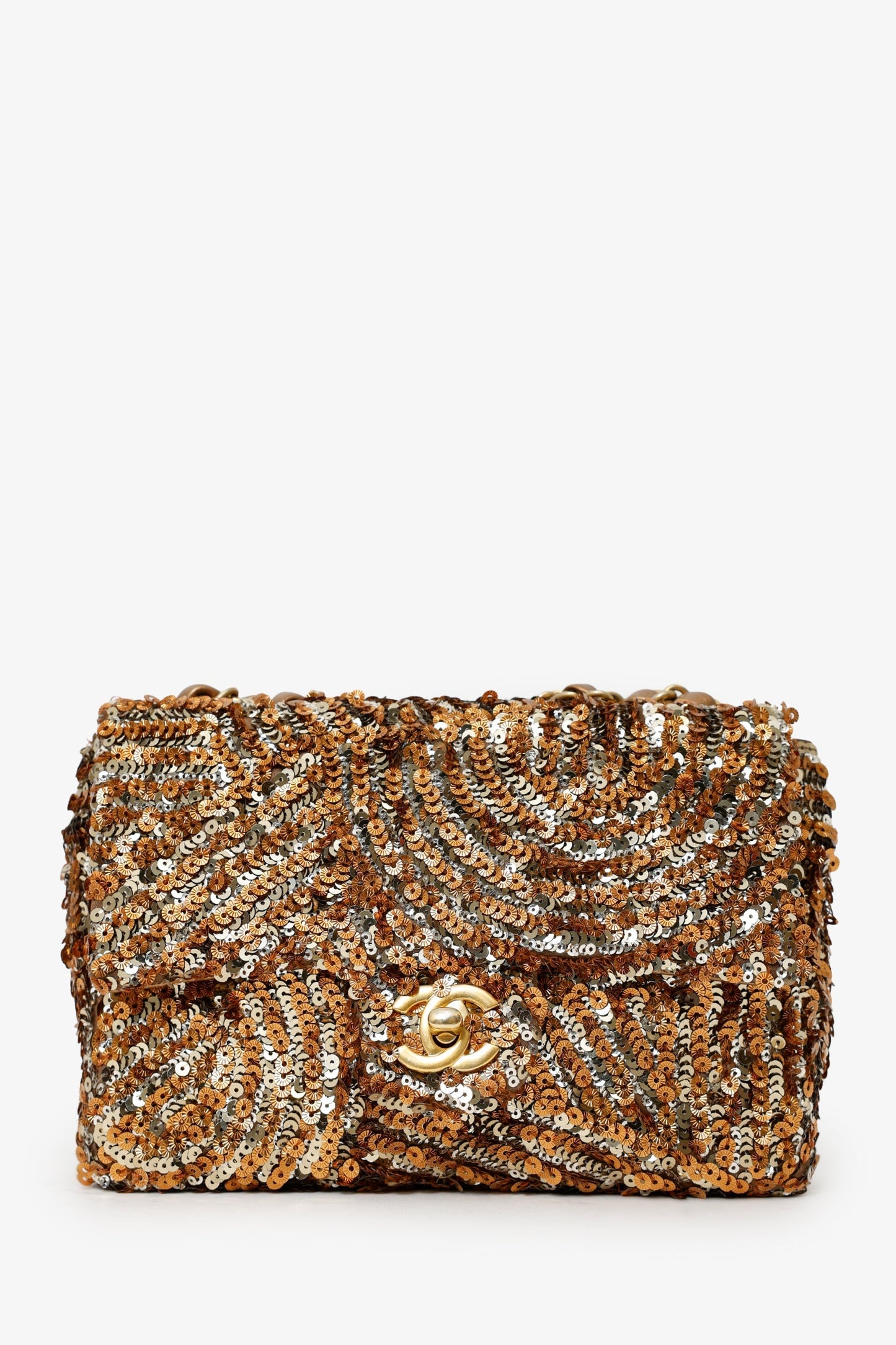 Chanel™ 2019 Limited Edition Brown Sequins Mini Rectangular Single Flap