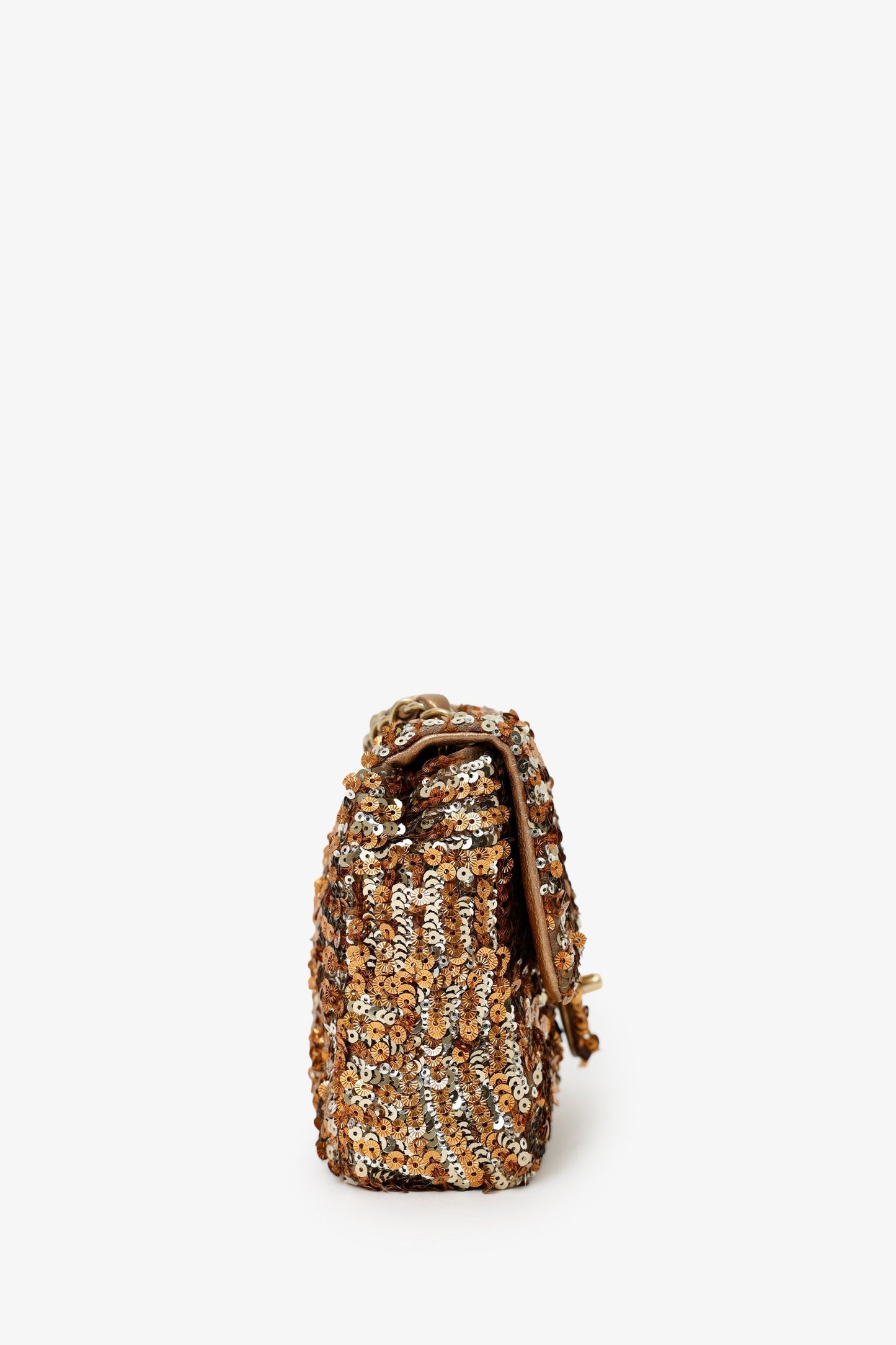 Chanel™ 2019 Limited Edition Brown Sequins Mini Rectangular Single Flap