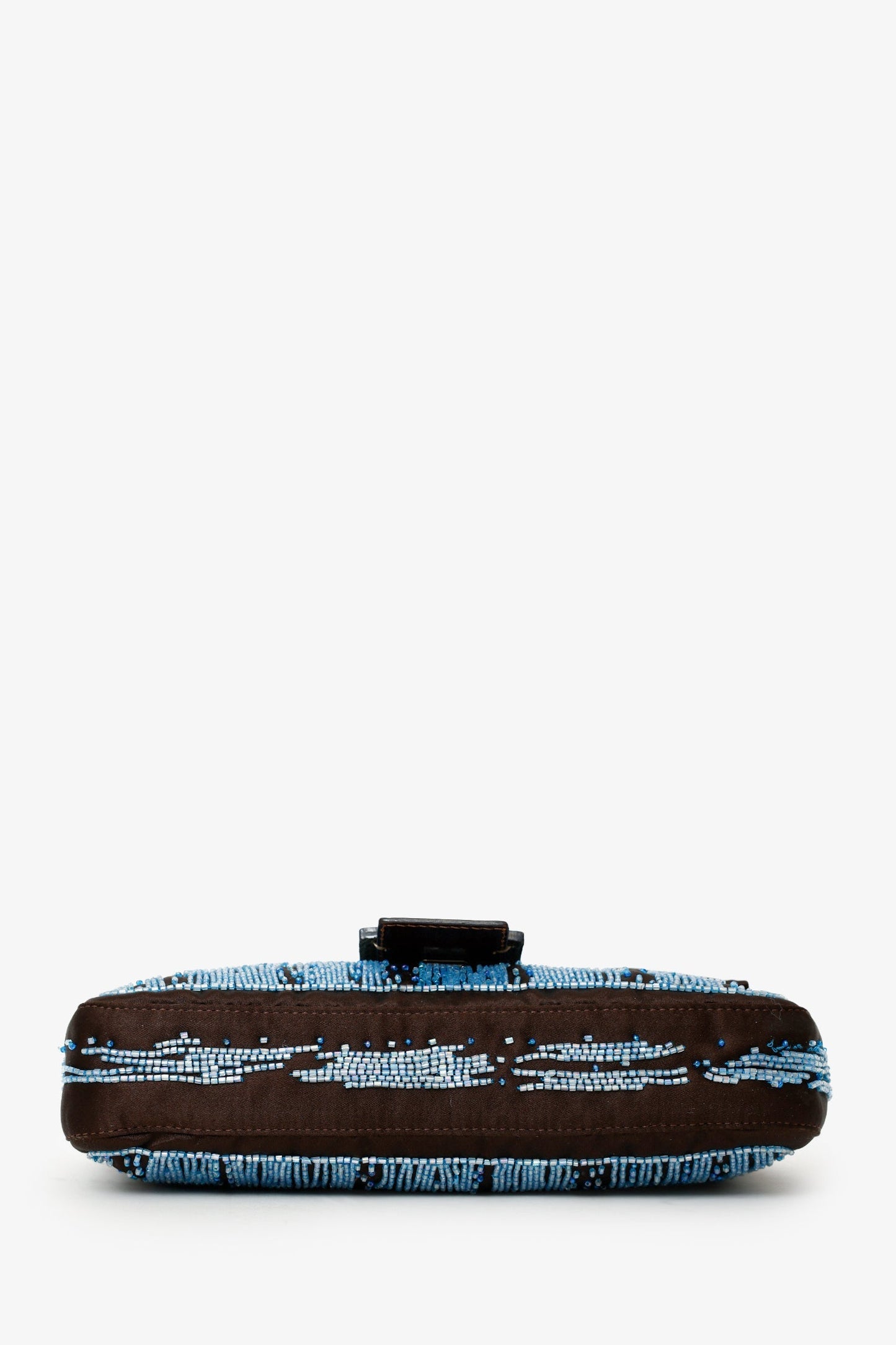 Fendi Brown/Blue Satin Beaded Baguette Shoulder Bag