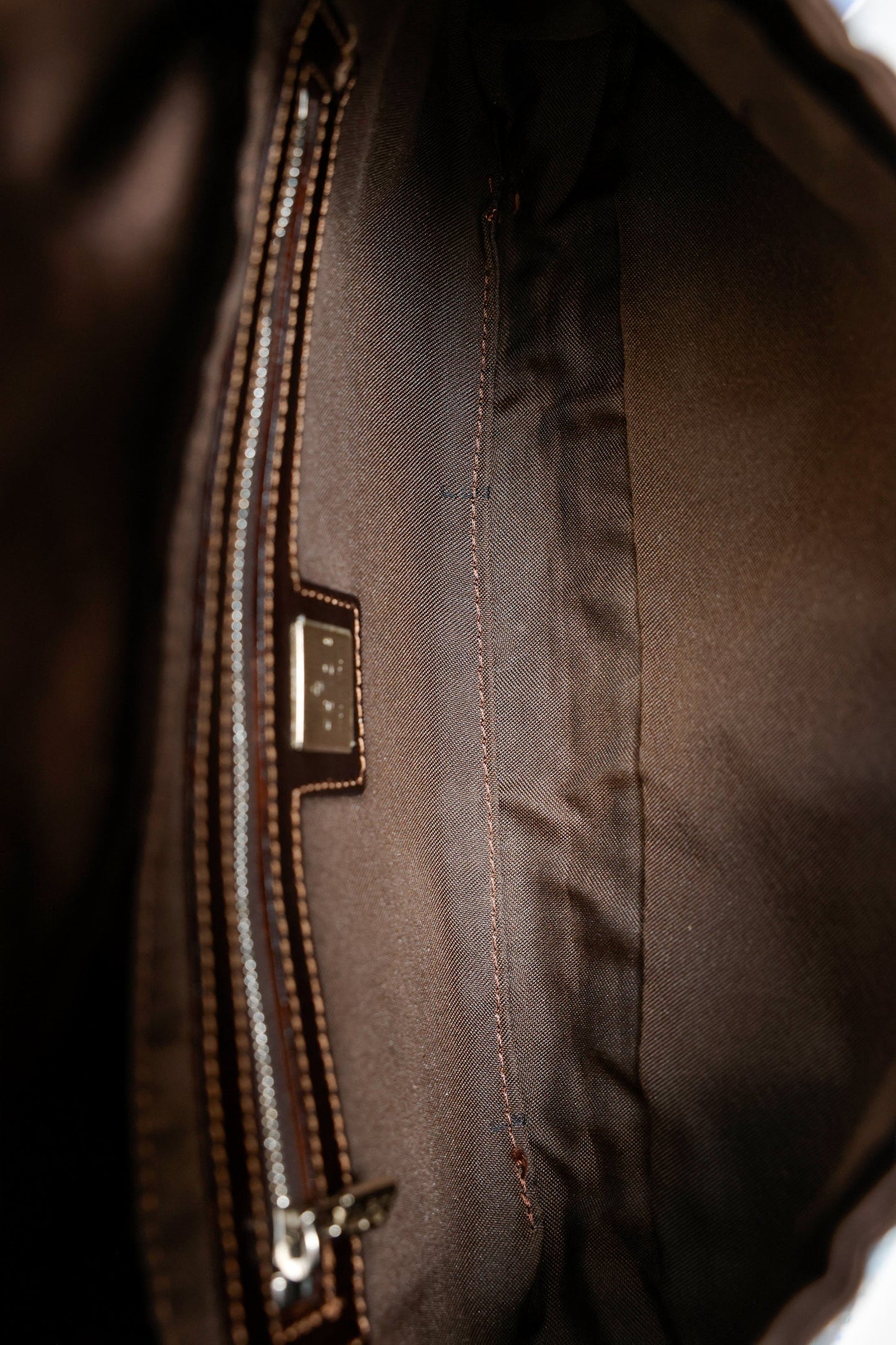 Fendi Brown/Blue Satin Beaded Baguette Shoulder Bag