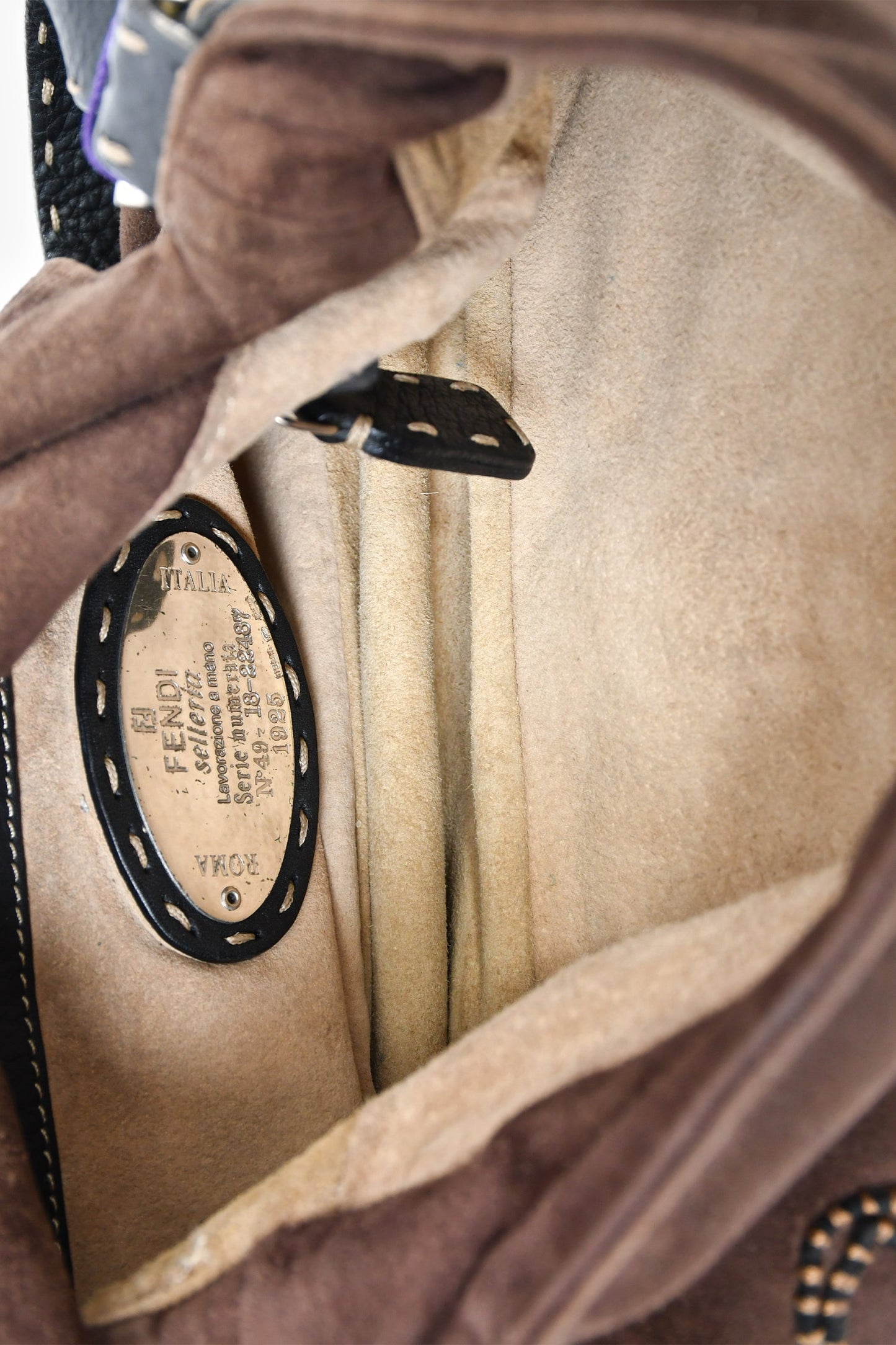 Fendi Brown Suede Selleria Mama Baguette Shoulder Bag