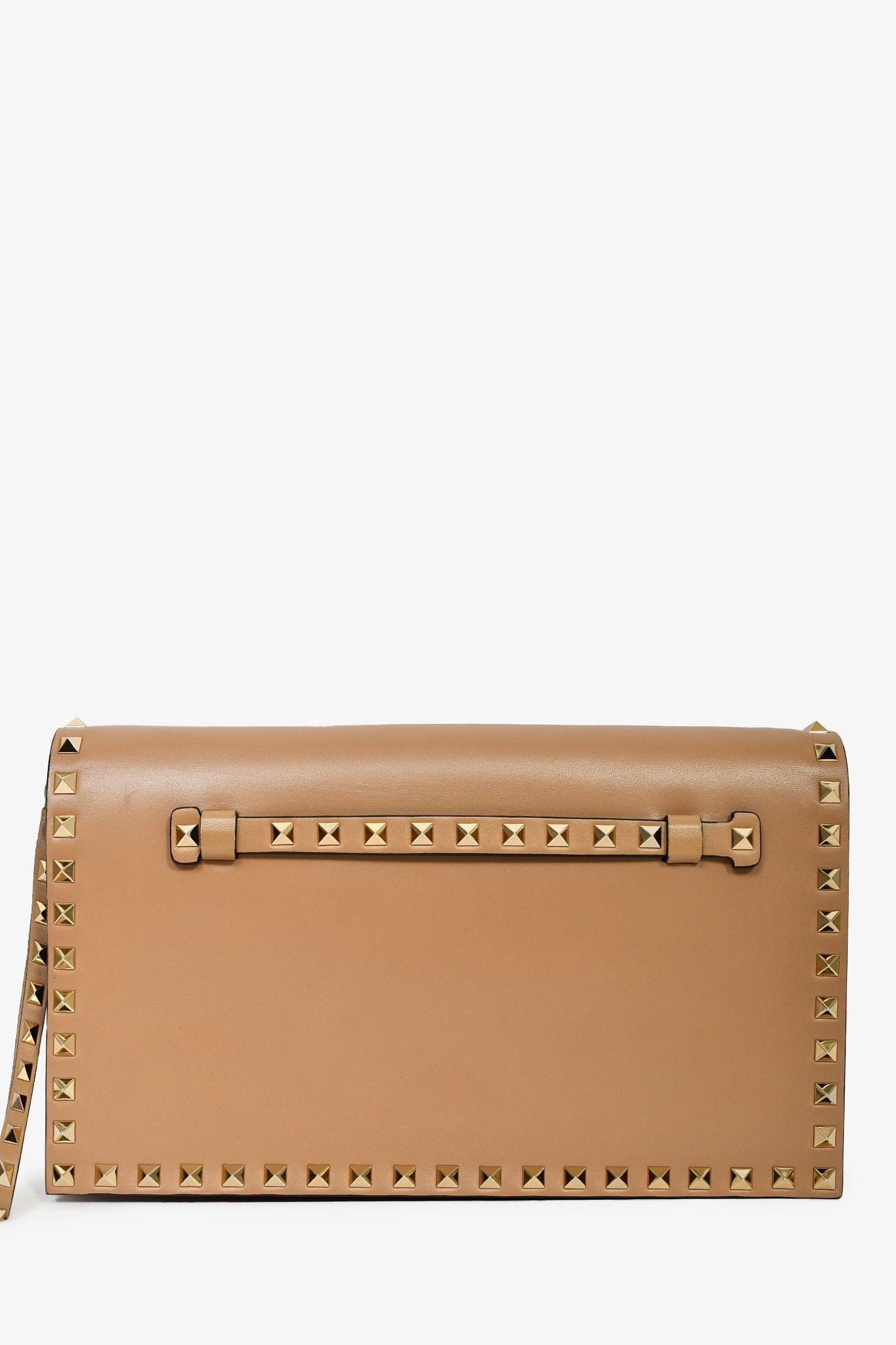 Valentino Beige Leather Rockstud Clutch