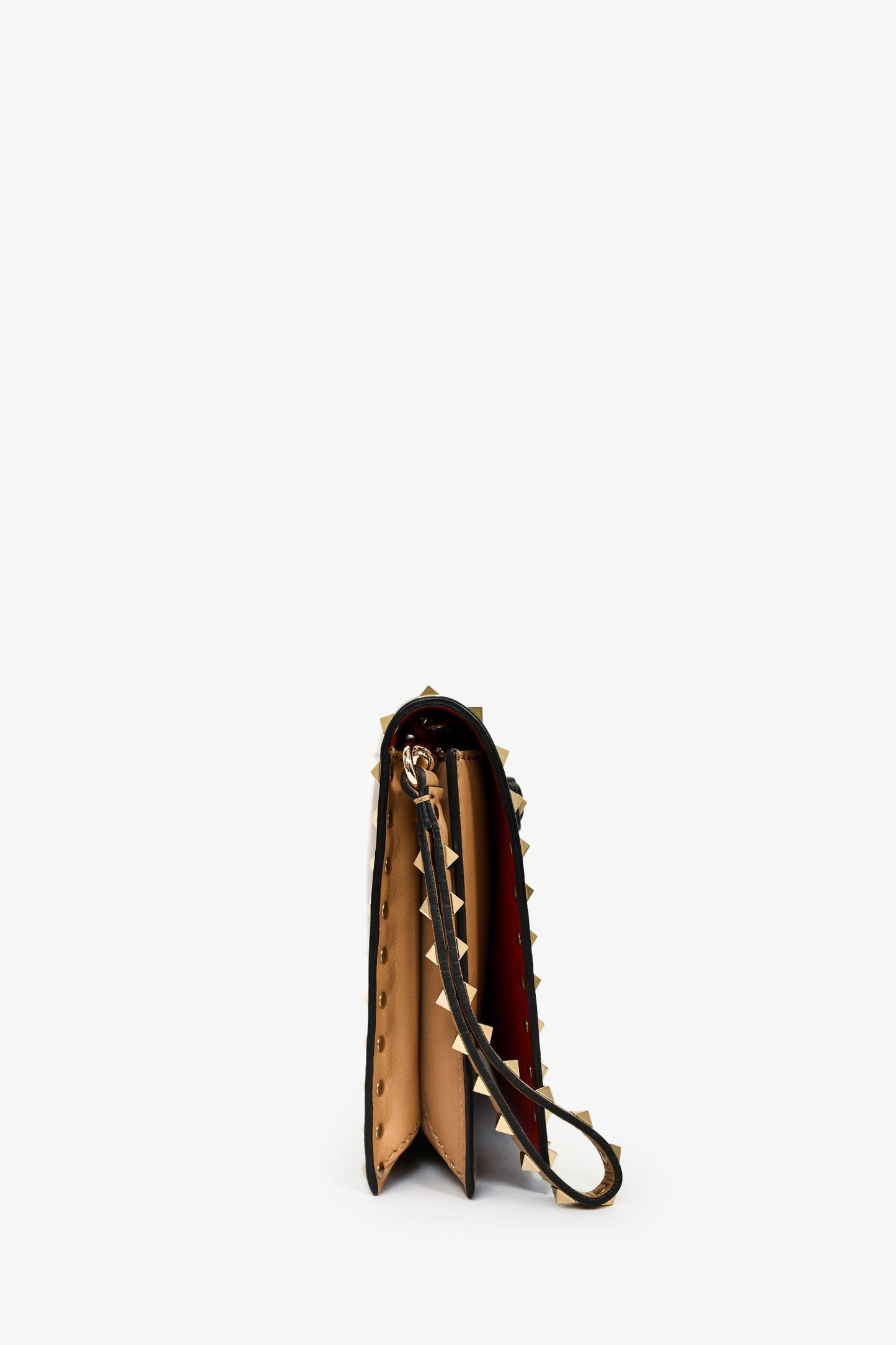 Valentino Beige Leather Rockstud Clutch