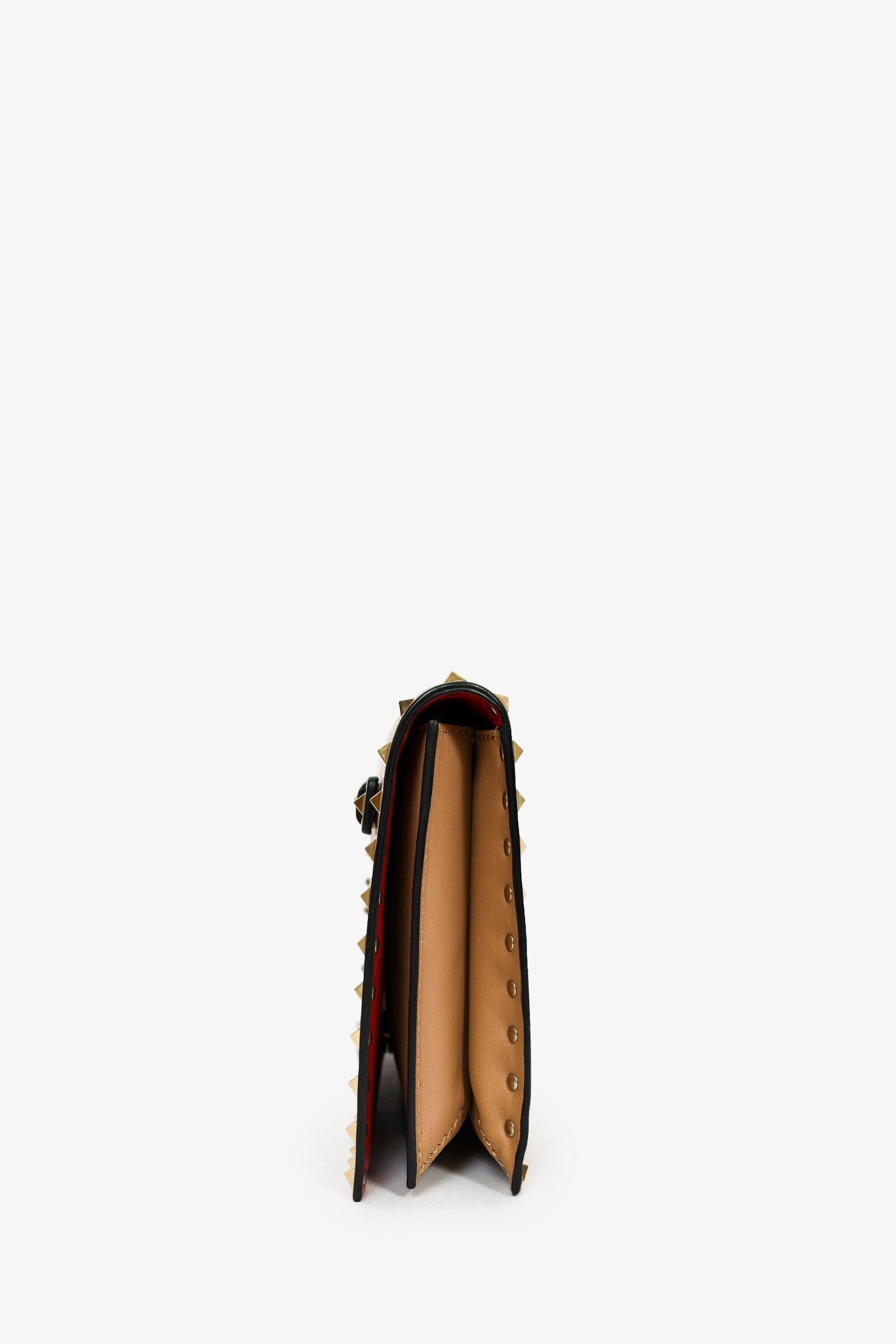 Valentino Beige Leather Rockstud Clutch