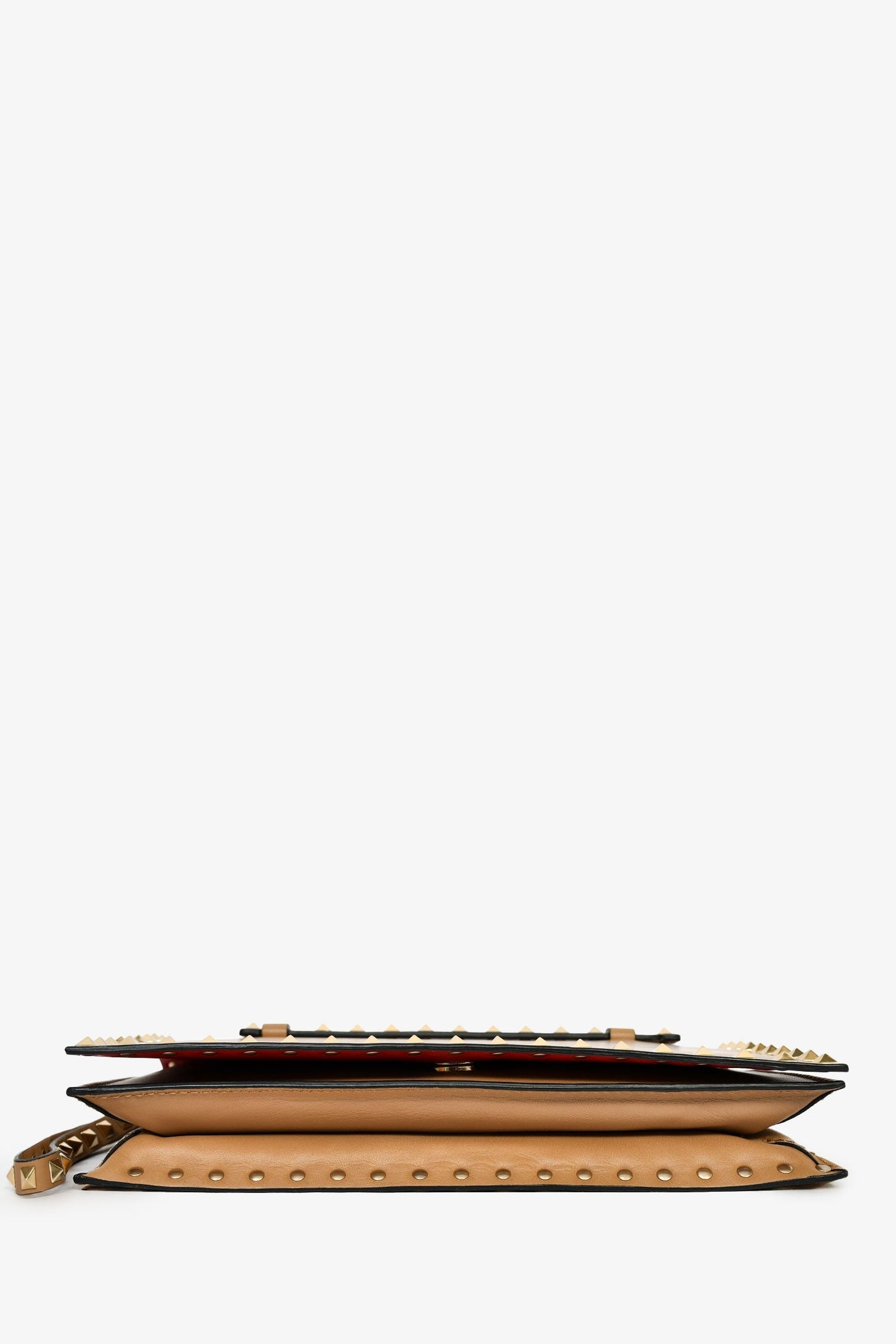 Valentino Beige Leather Rockstud Clutch