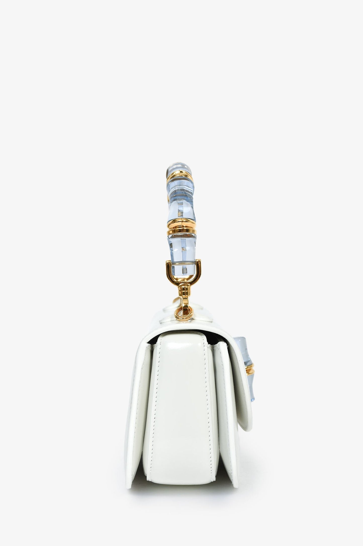 Gucci Runway 2025 White Patent 'Bamboo Diva 1947' Medium Handbag