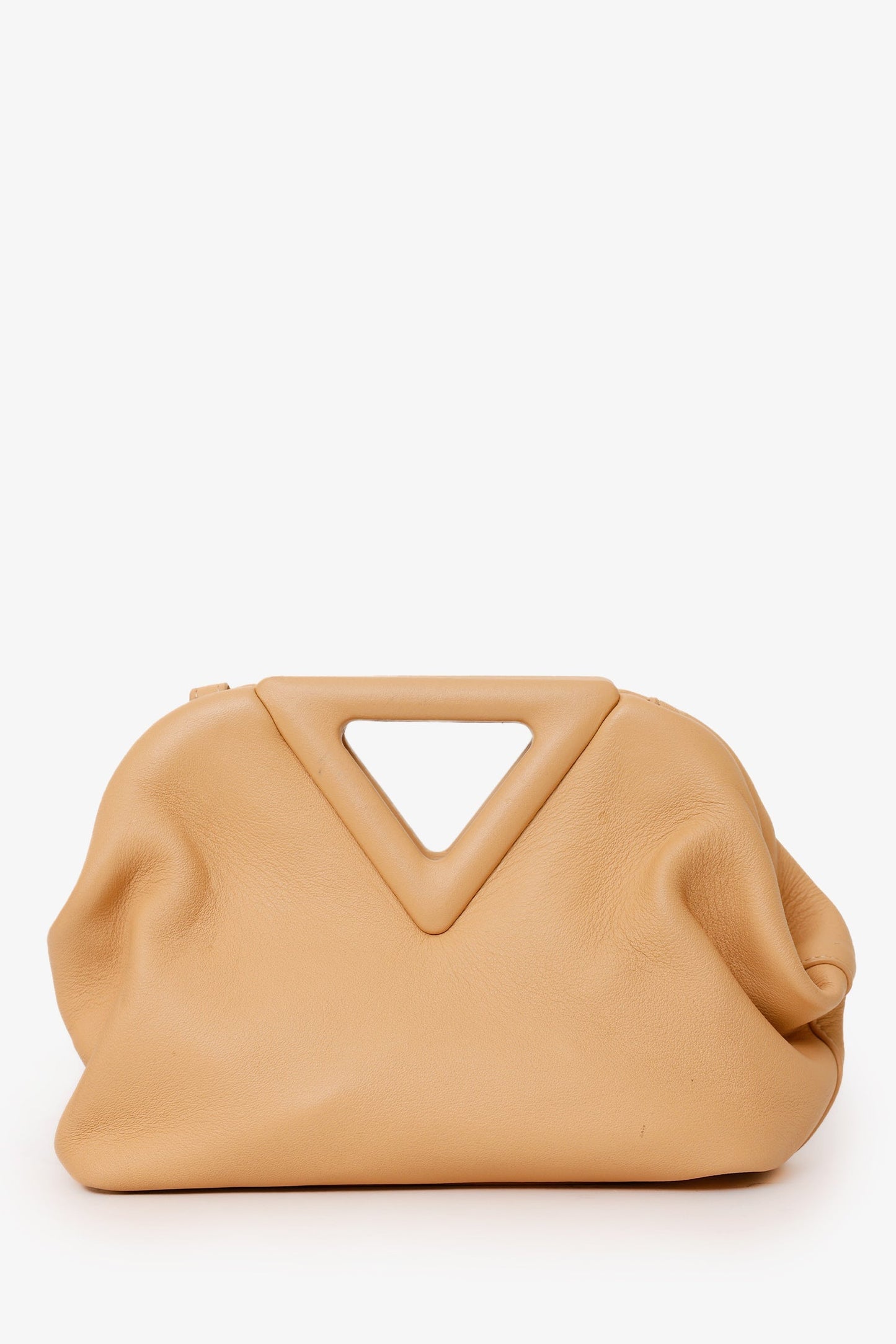 Bottega Veneta Beige Leather Small Point Clutch With Strap