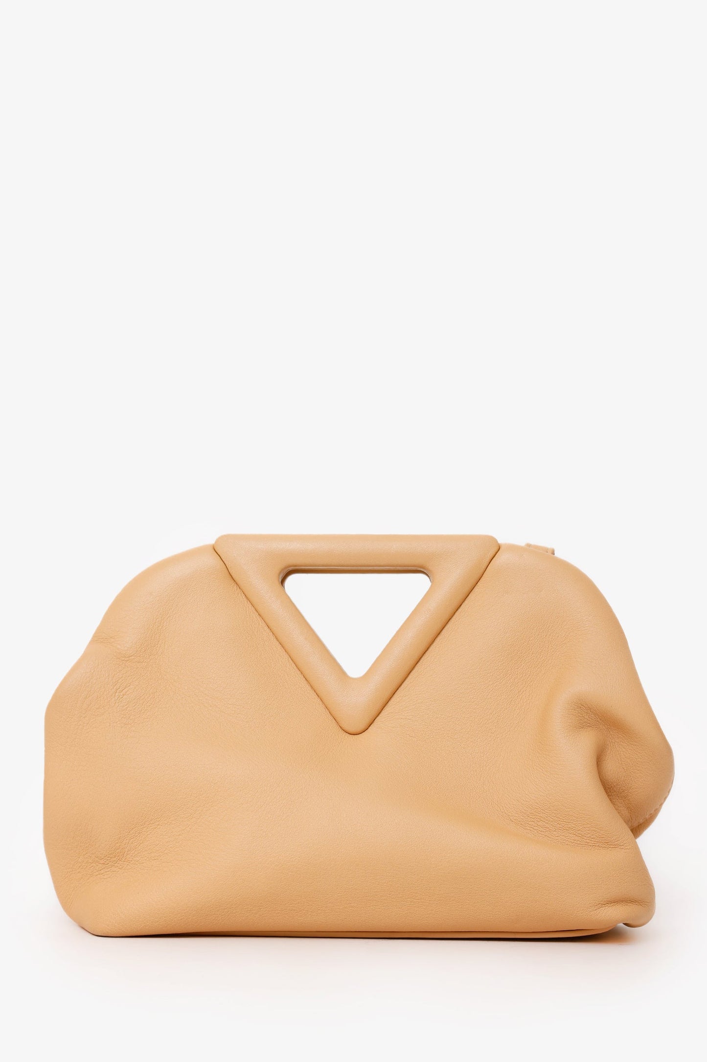 Bottega Veneta Beige Leather Small Point Clutch With Strap