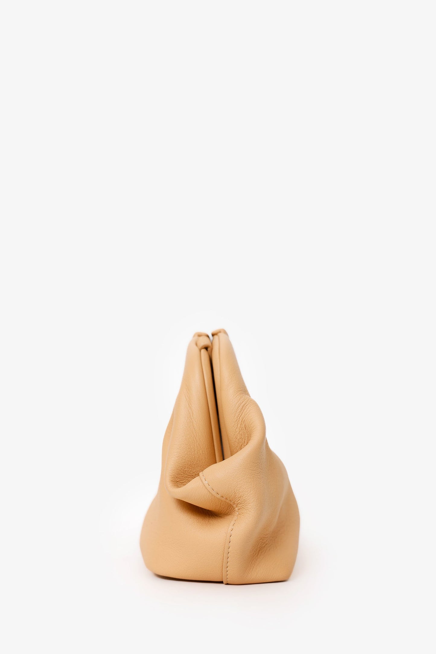 Bottega Veneta Beige Leather Small Point Clutch With Strap