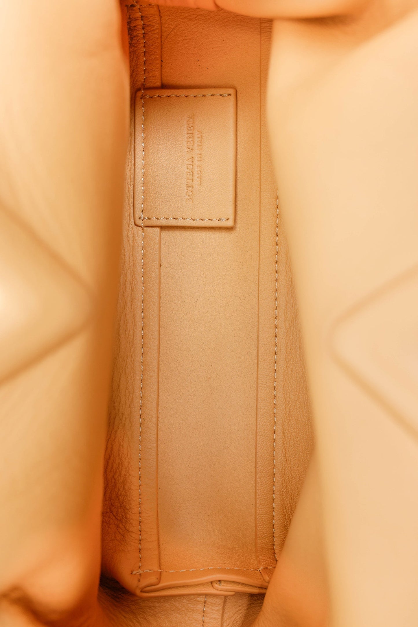 Bottega Veneta Beige Leather Small Point Clutch With Strap