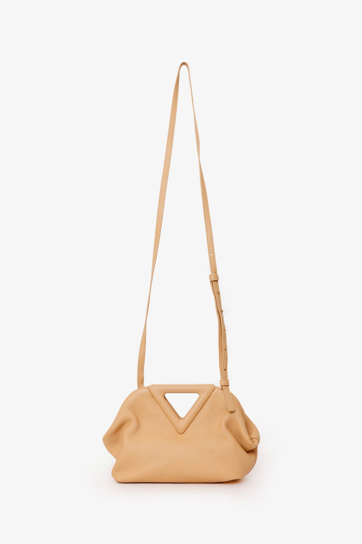 Bottega Veneta Beige Leather Small Point Clutch With Strap