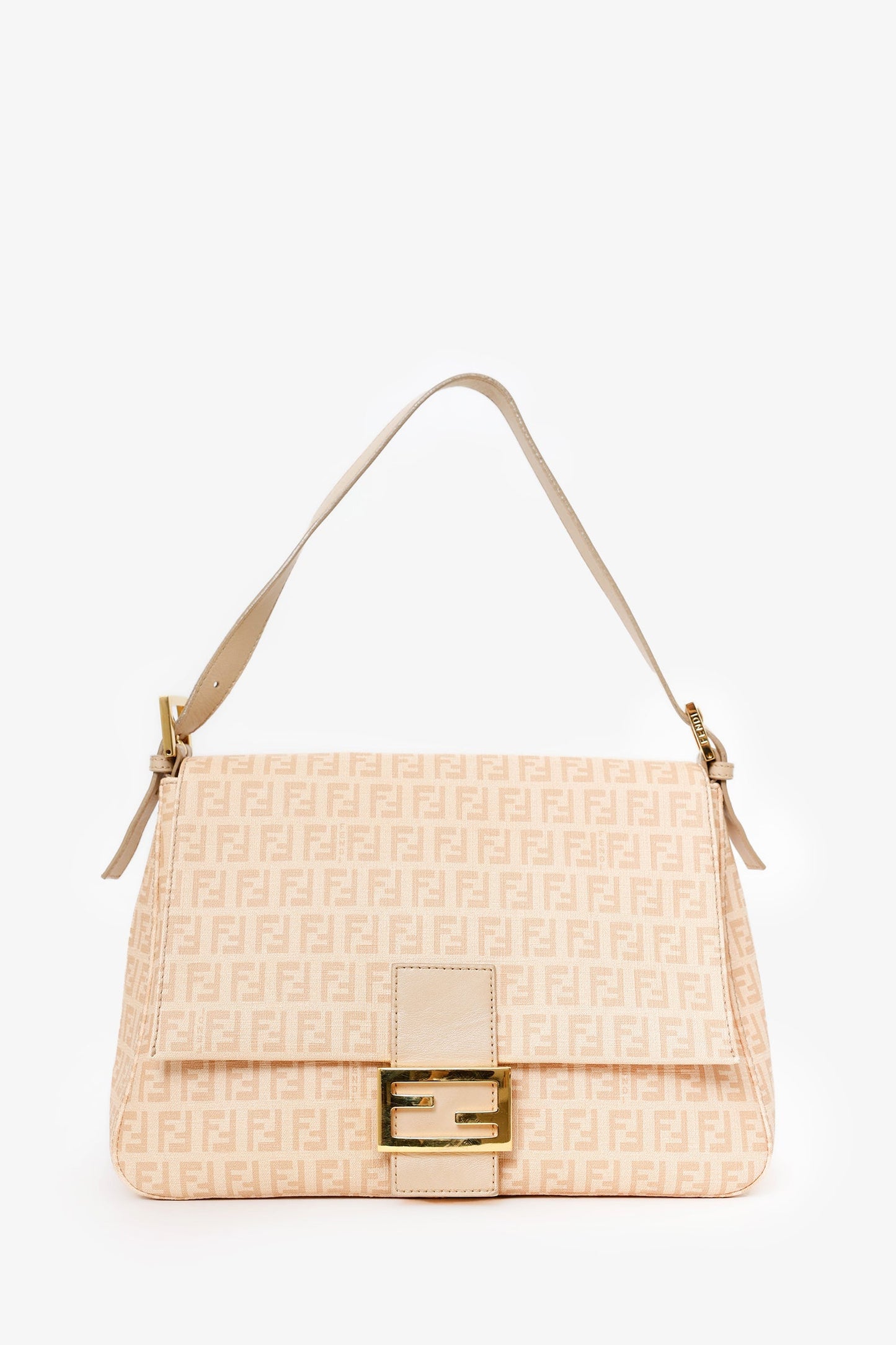 Fendi Beige FF Zucca Mama Forever Baguette