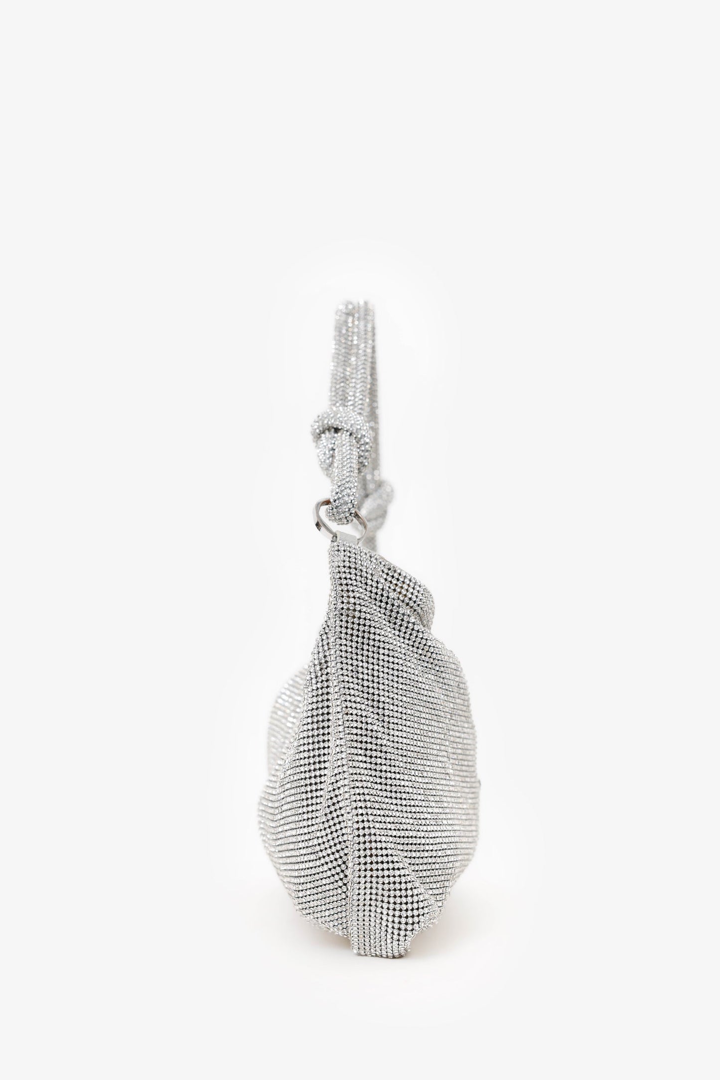 Cult Gaia Silver Metallic Crystal Embellished Shoulder Bag