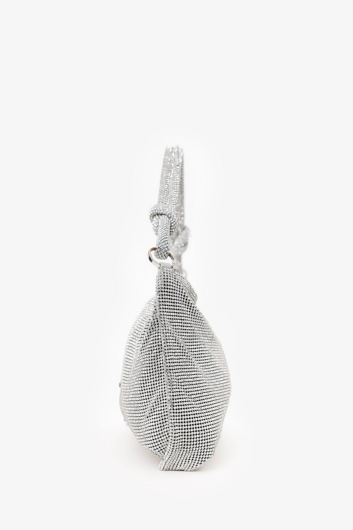 Cult Gaia Silver Metallic Crystal Embellished Shoulder Bag