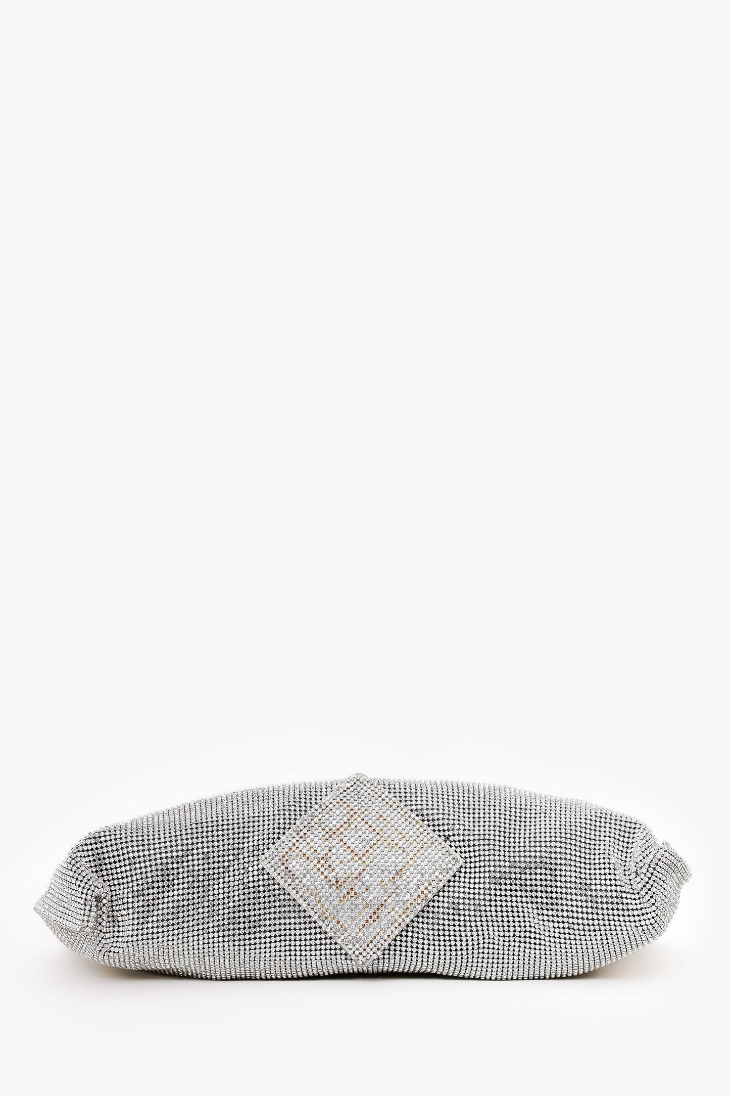 Cult Gaia Silver Metallic Crystal Embellished Shoulder Bag