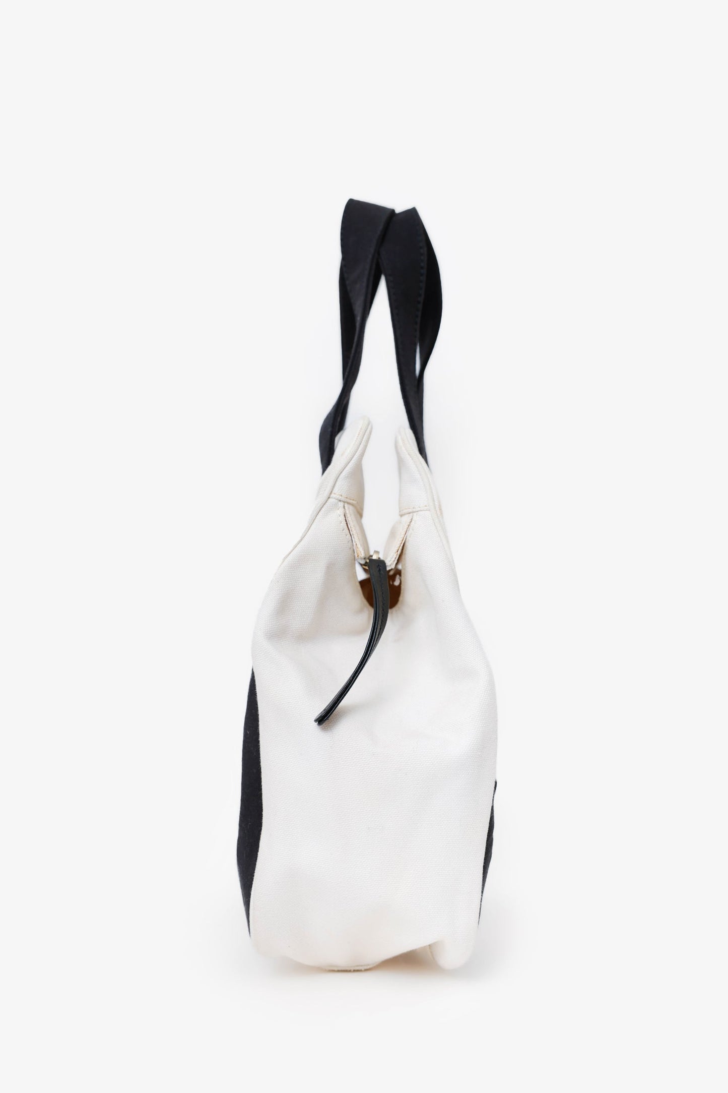 Chanel™ 2003-04 Black/White Canvas Marshmallow CC Handle Bag