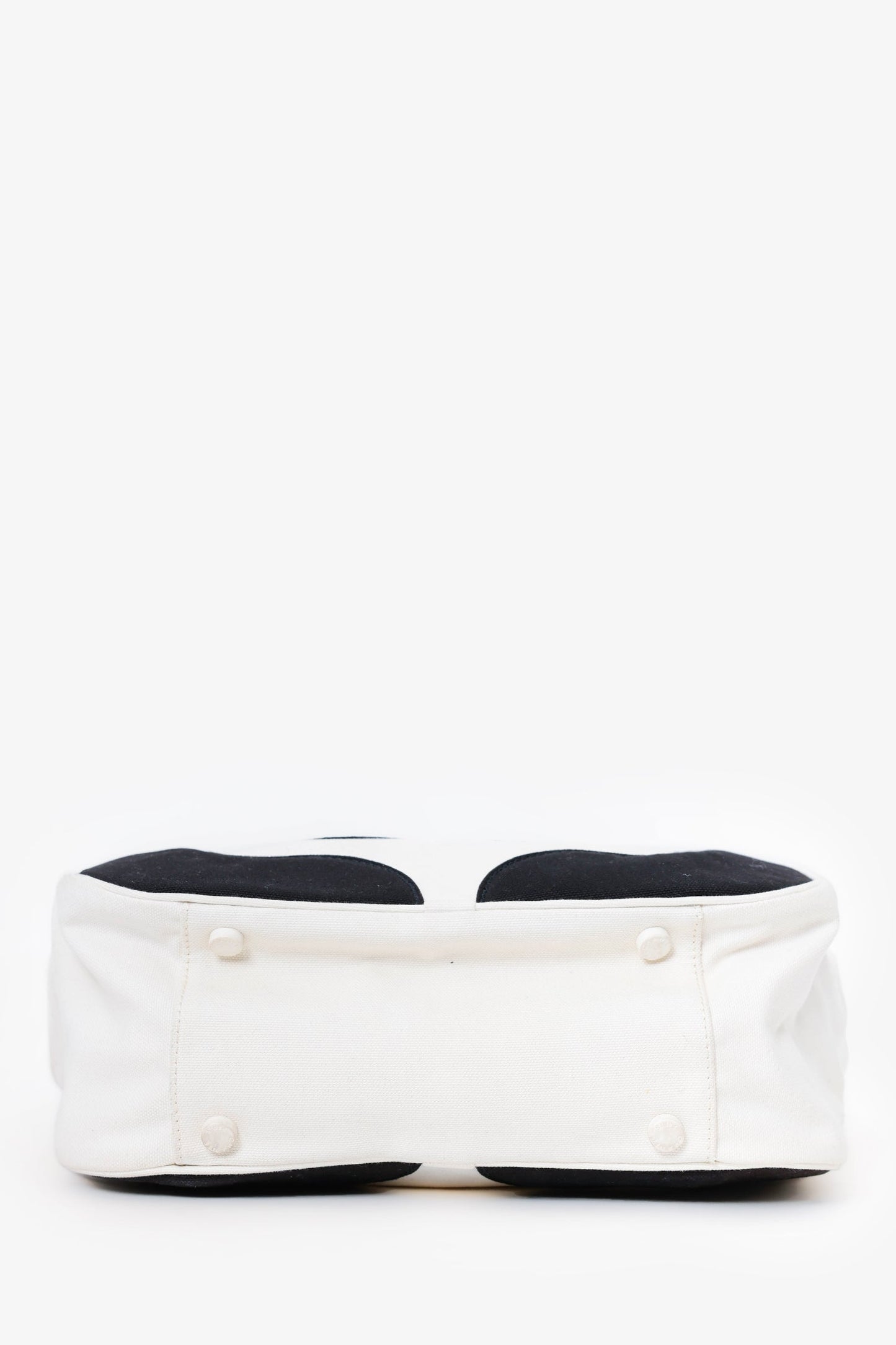 Chanel™ 2003-04 Black/White Canvas Marshmallow CC Handle Bag