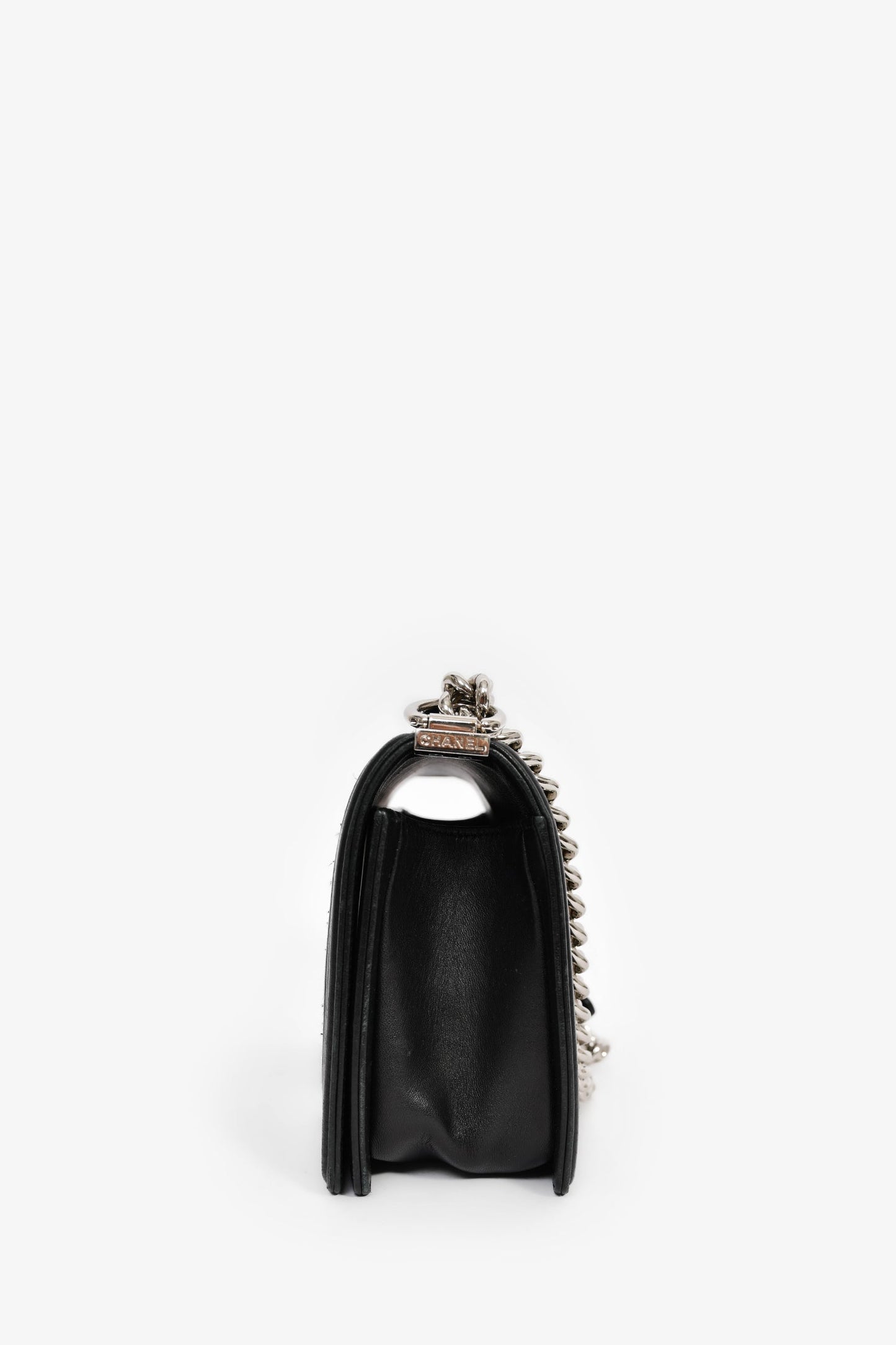 Chanel™ 2017 Black Leather Tweed Medium Boy Bag