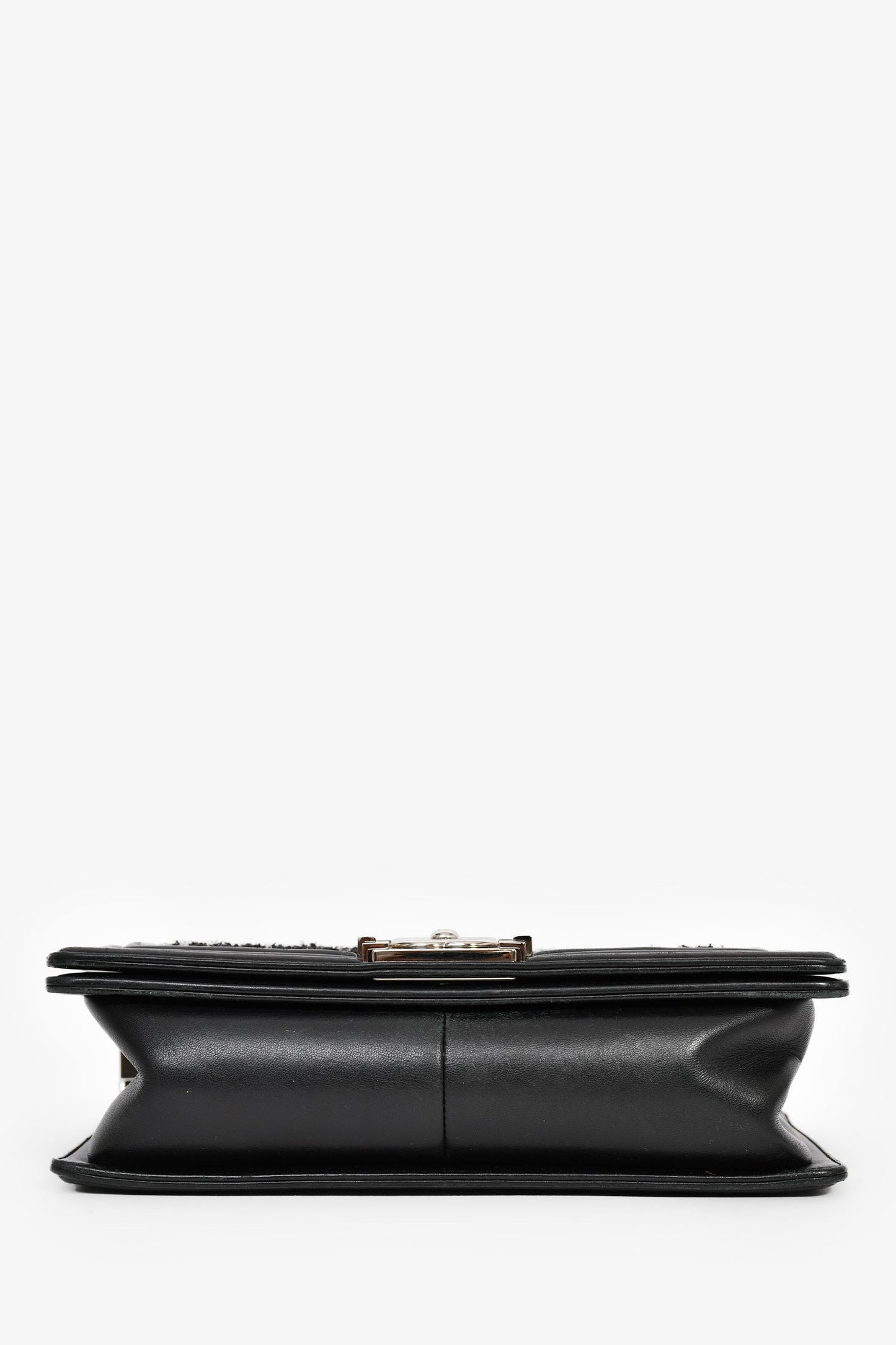 Chanel™ 2017 Black Leather Tweed Medium Boy Bag