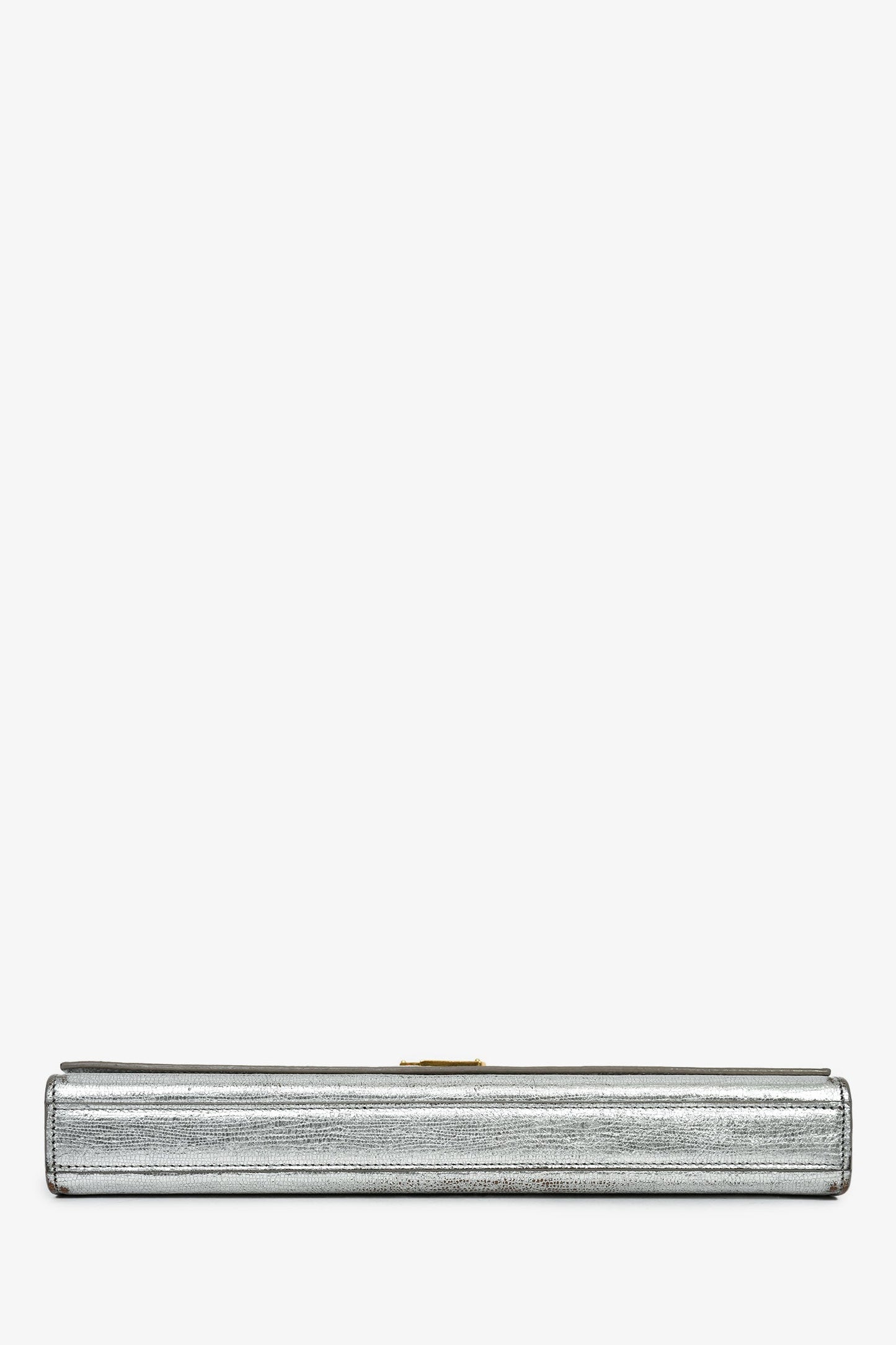 Saint Laurent Silver Metallic Leather Cassandre Clutch