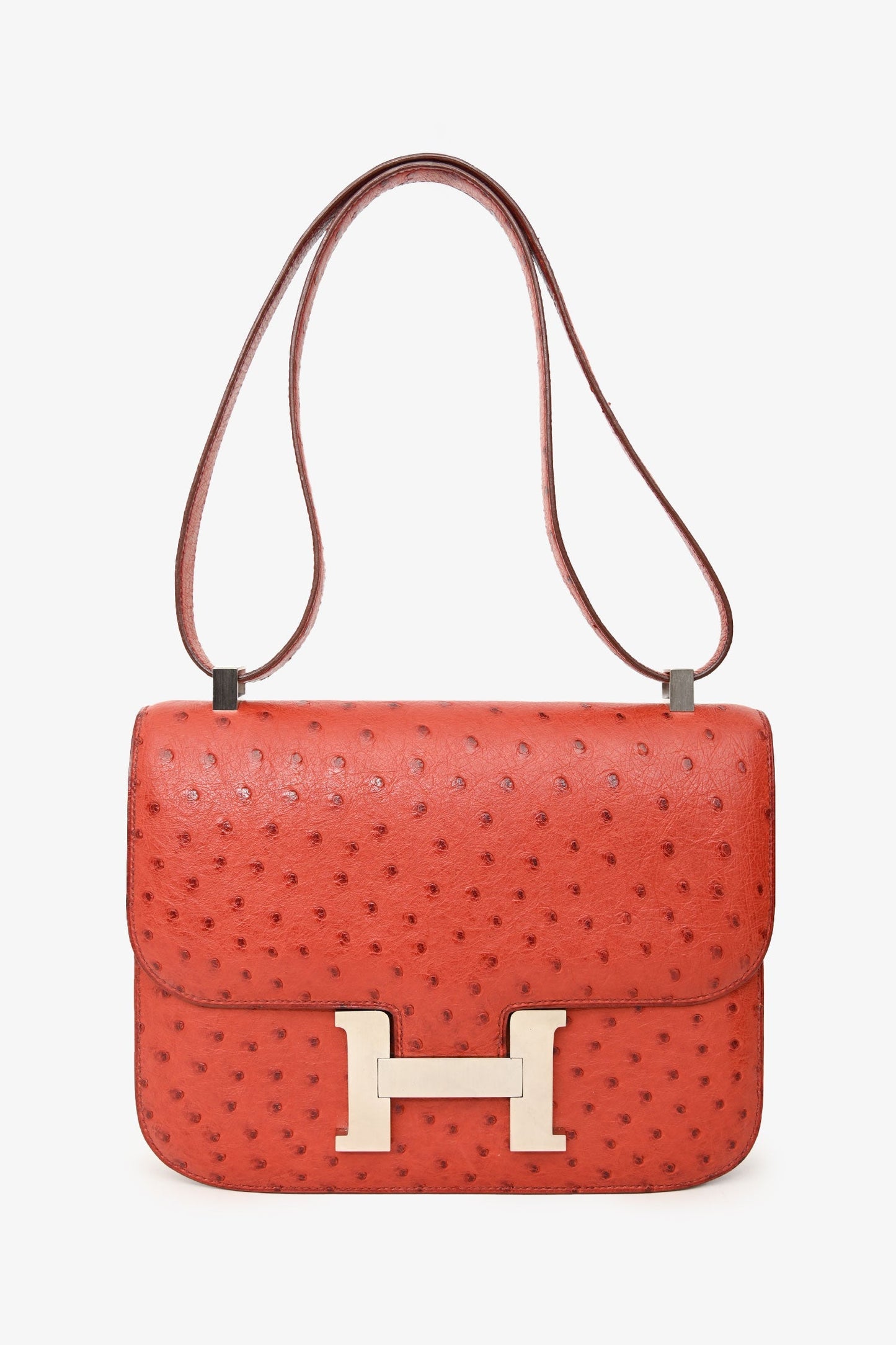 Hermès 1999 Orange Ostrich Constance 23