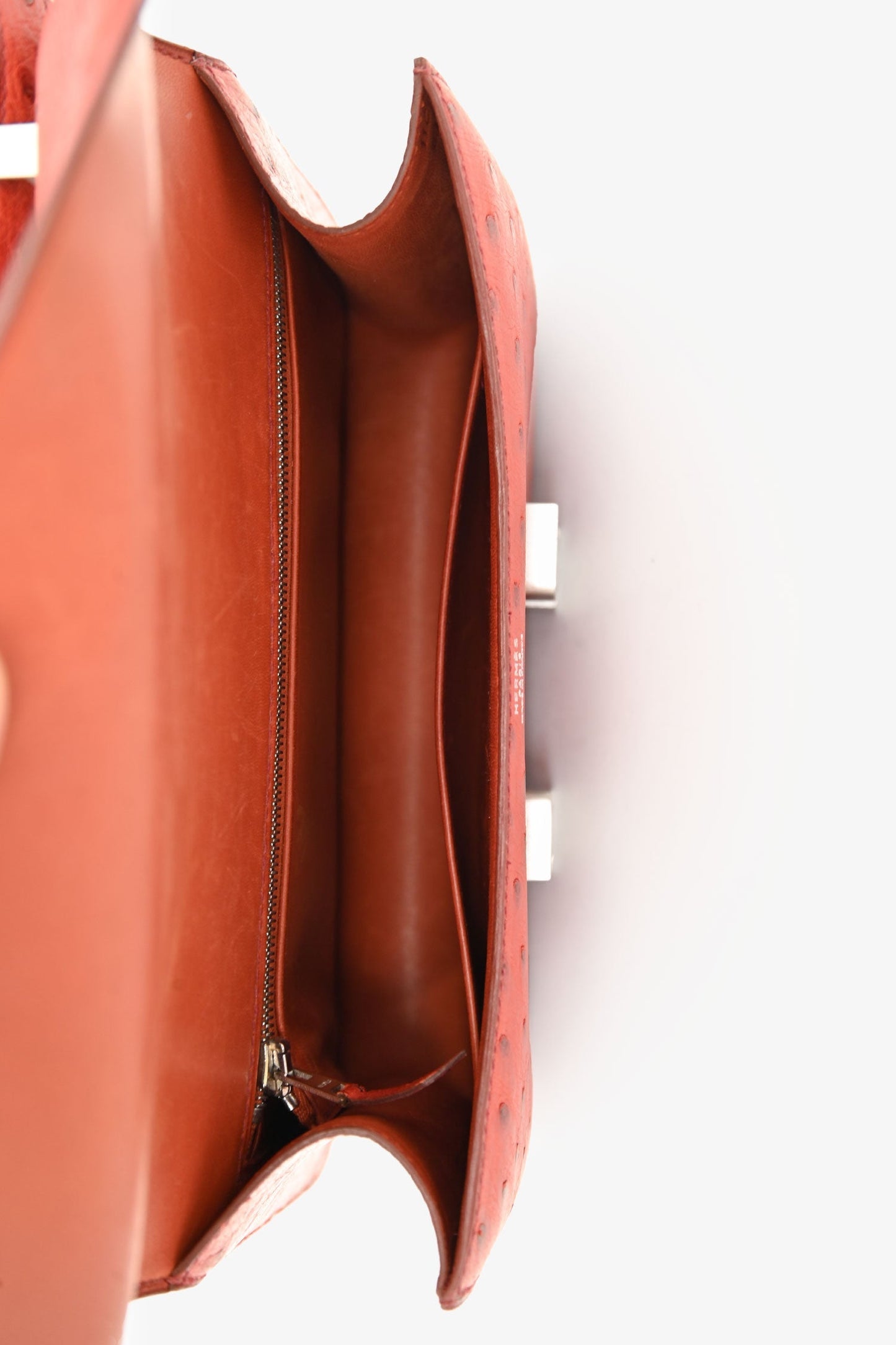 Hermès 1999 Orange Ostrich Constance 23