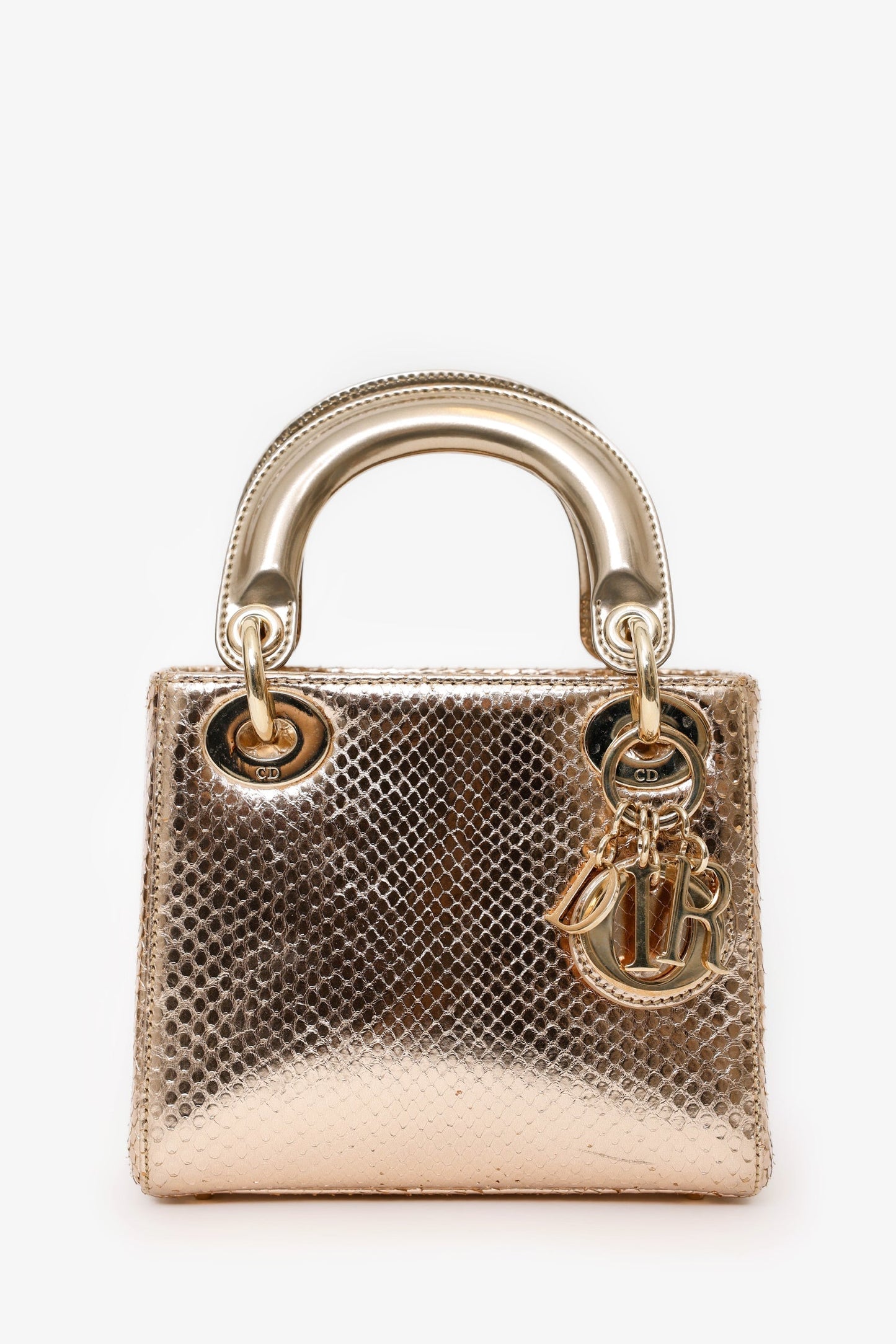 Christian Dior 2017 Rose Gold Metallic Python Mini Lady Dior