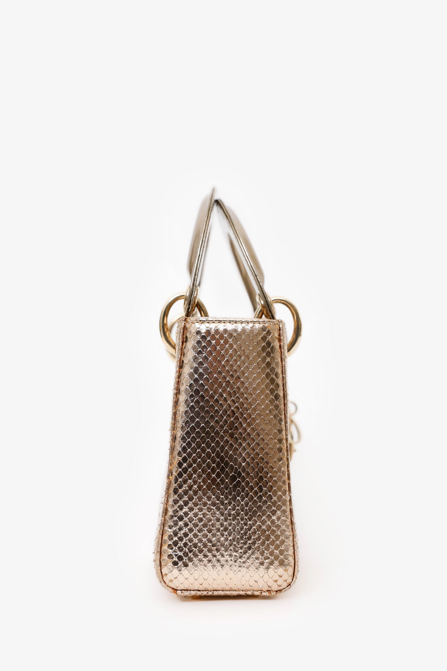 Christian Dior 2017 Rose Gold Metallic Python Mini Lady Dior