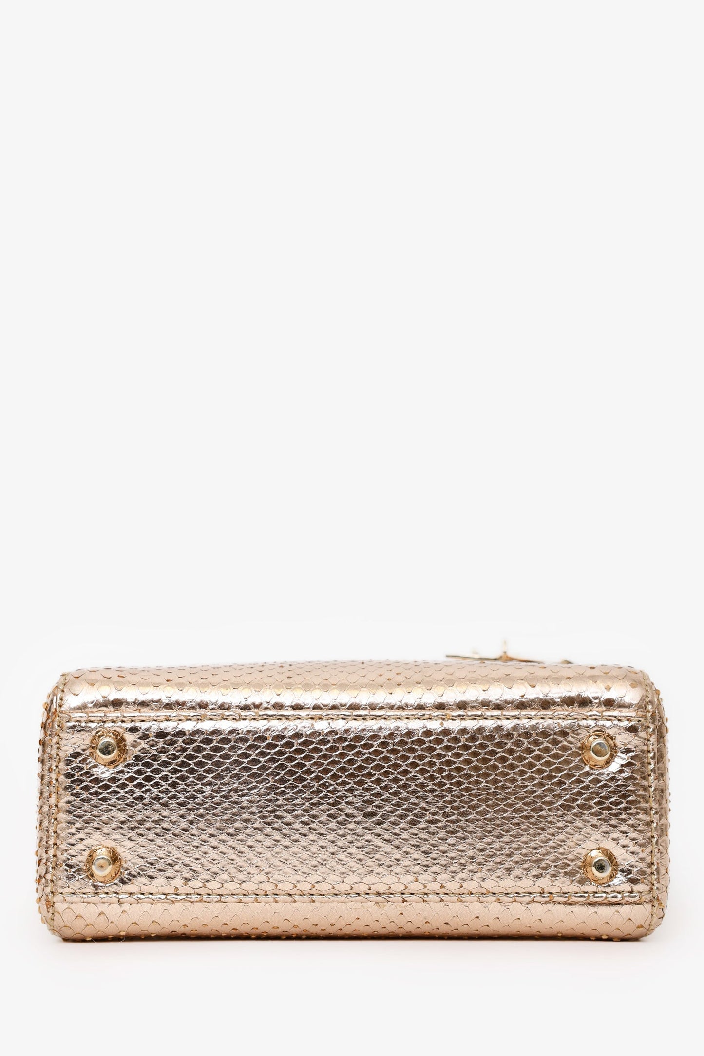 Christian Dior 2017 Rose Gold Metallic Python Mini Lady Dior