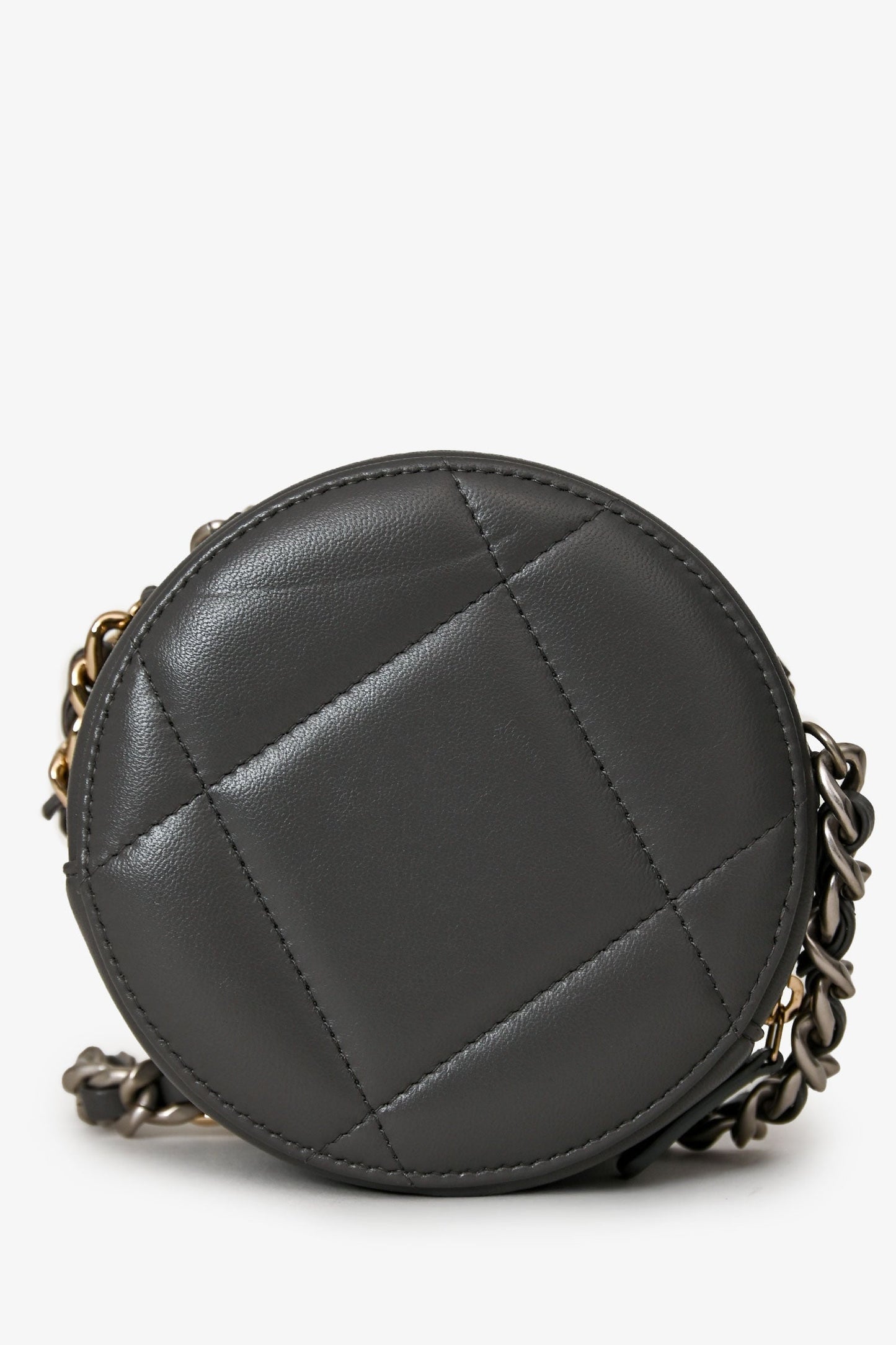 Chanel™ Grey Lambskin 19 Round Crossbody Silver Hardware