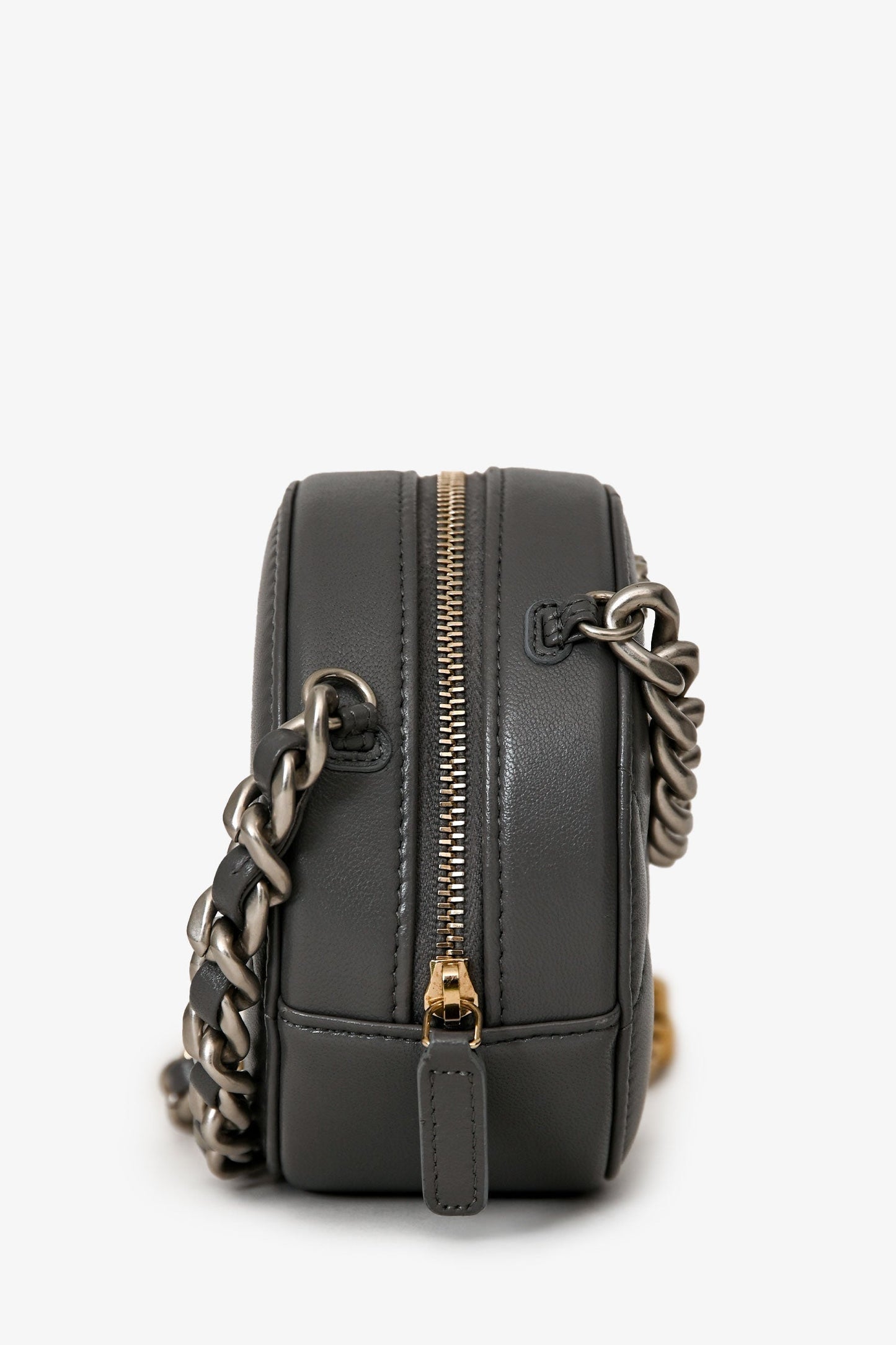 Chanel™ Grey Lambskin 19 Round Crossbody Silver Hardware