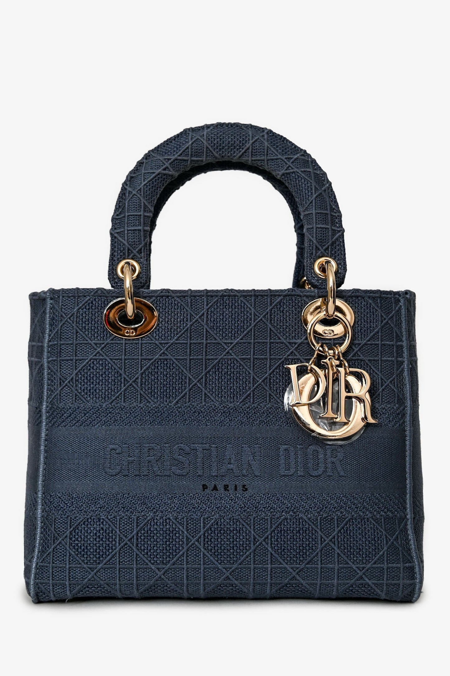 Christian Dior 2020 Blue Denim Lady D-Lite Top Handle With Strap