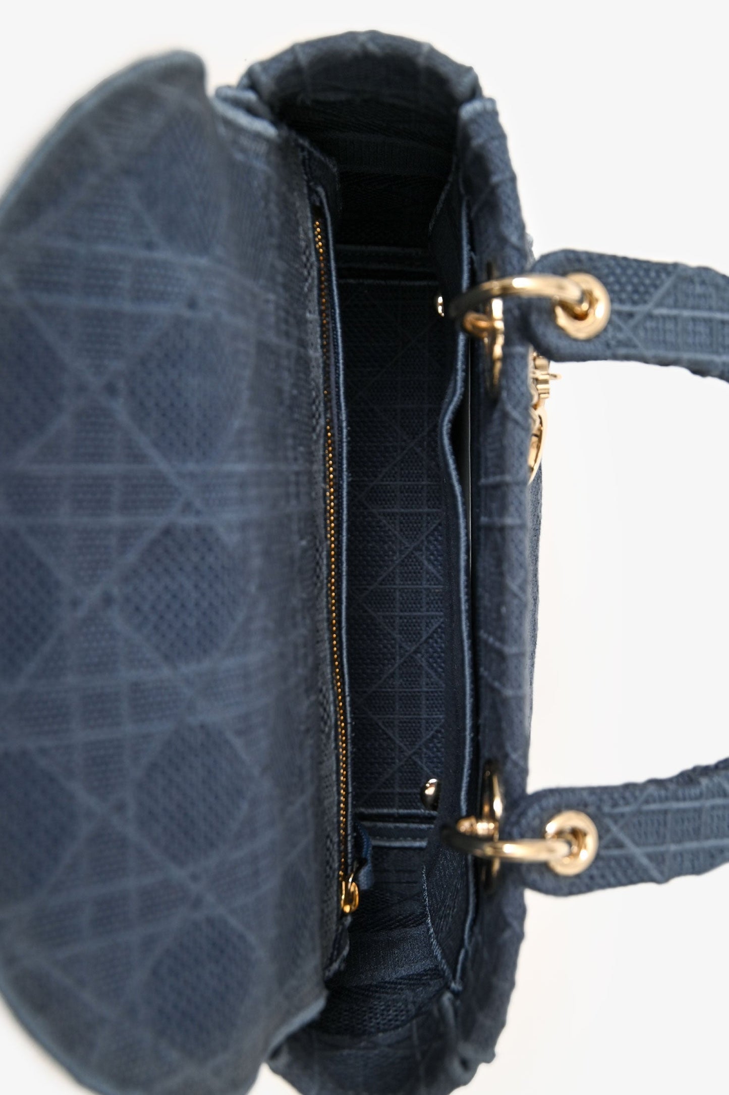 Christian Dior 2020 Blue Denim Lady D-Lite Top Handle With Strap