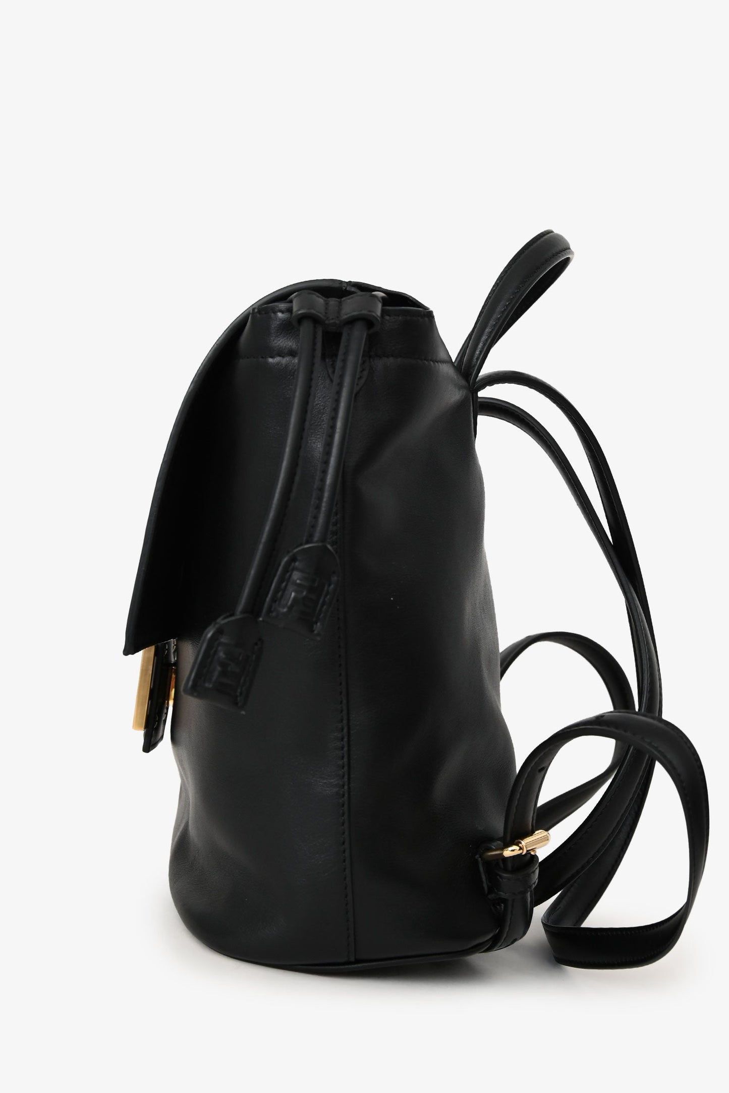Fendi Black Leather FF Clasp Backpack