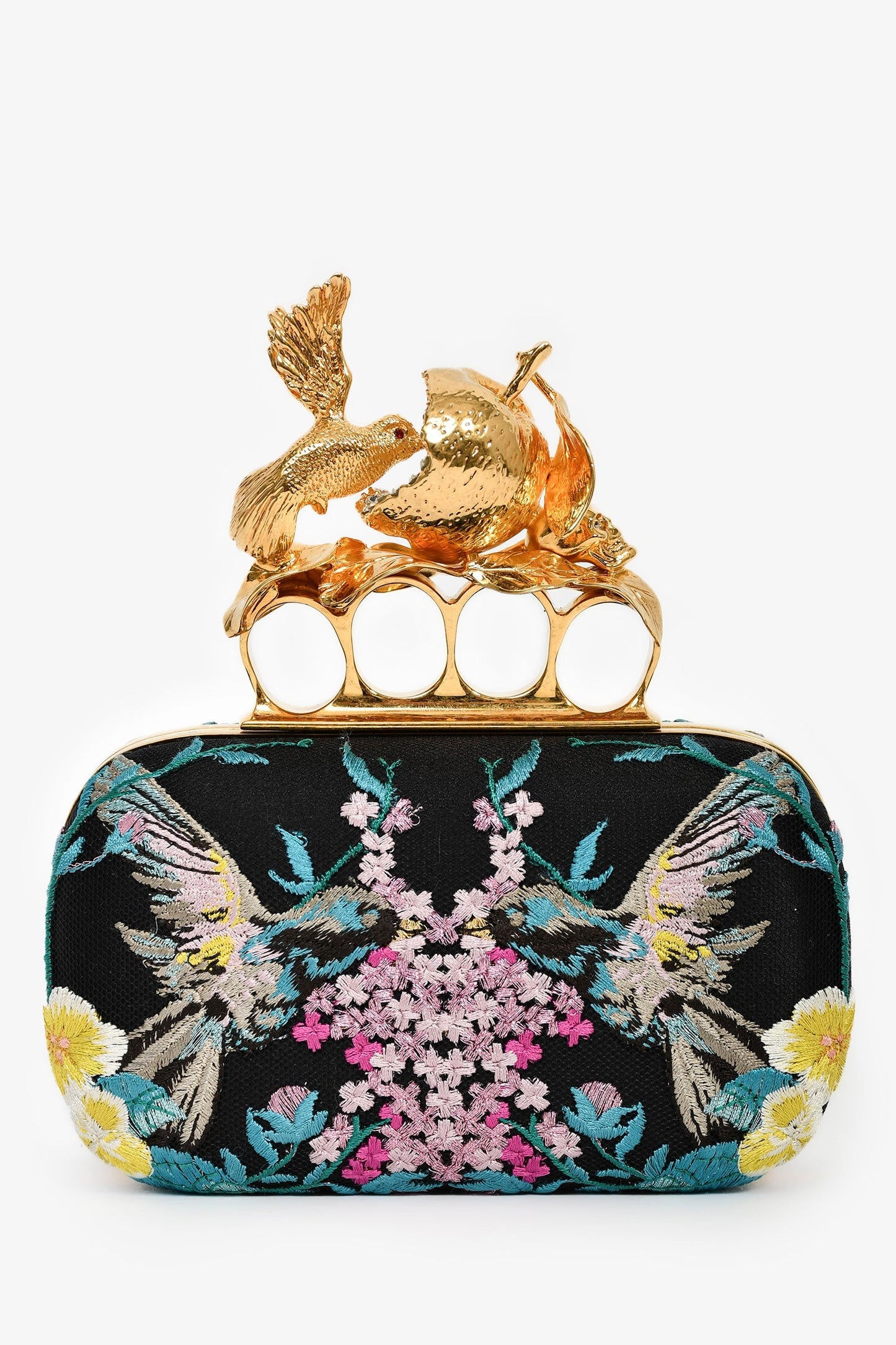 Alexander McQueen 2013 Navy Apple-Hummingbird Clutch