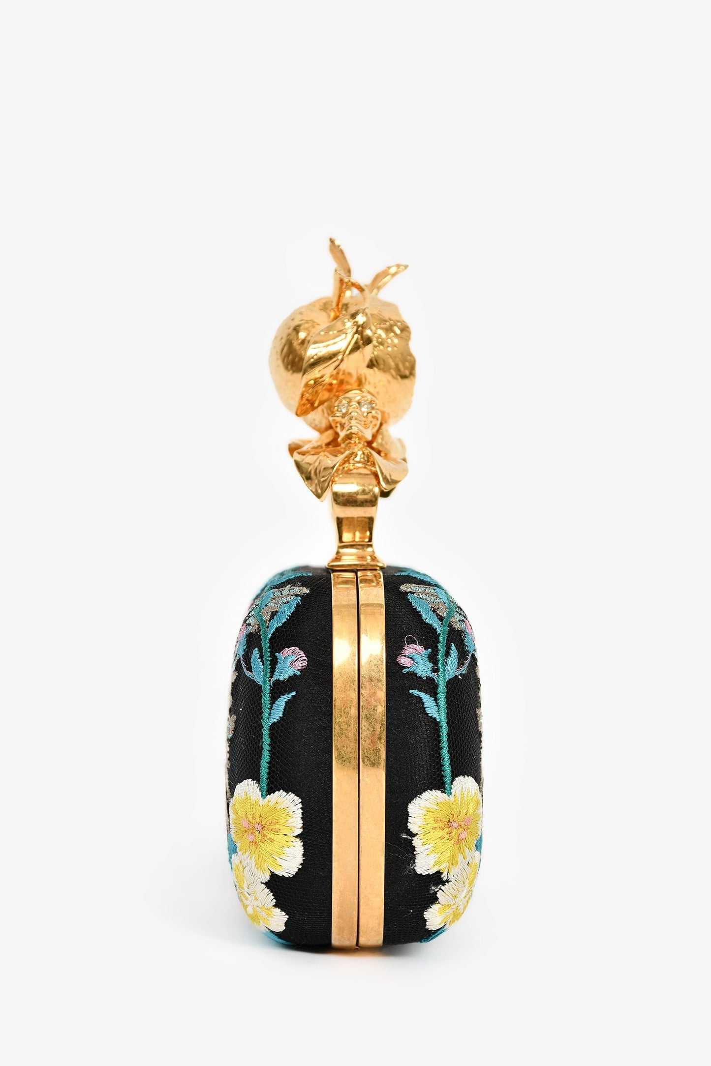 Alexander McQueen 2013 Navy Apple-Hummingbird Clutch