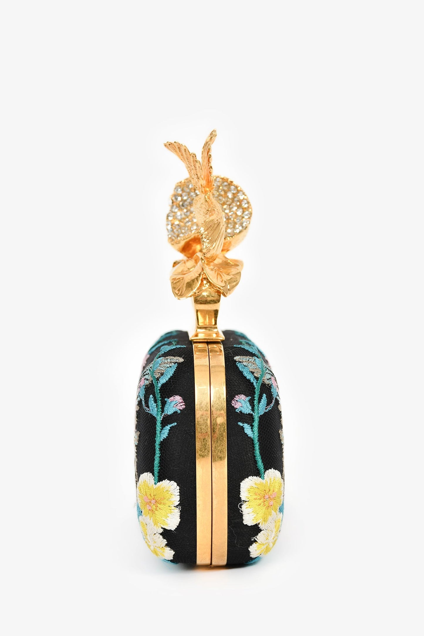 Alexander McQueen 2013 Navy Apple-Hummingbird Clutch