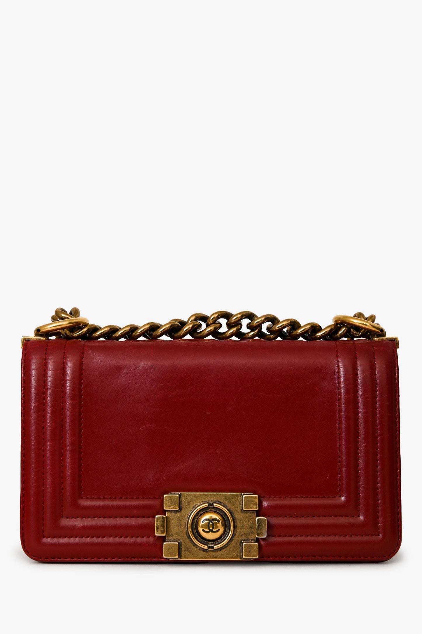 Chanel™ 2011/12 Dark Rouge Smooth Calfskin Small Boy Bag