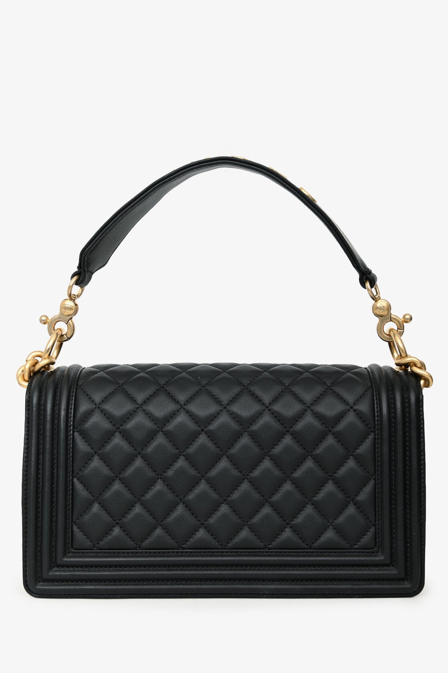 Chanel™ 2020 Black Quilted Lambskin Medium Boy Bag Gold-Tone Hardware