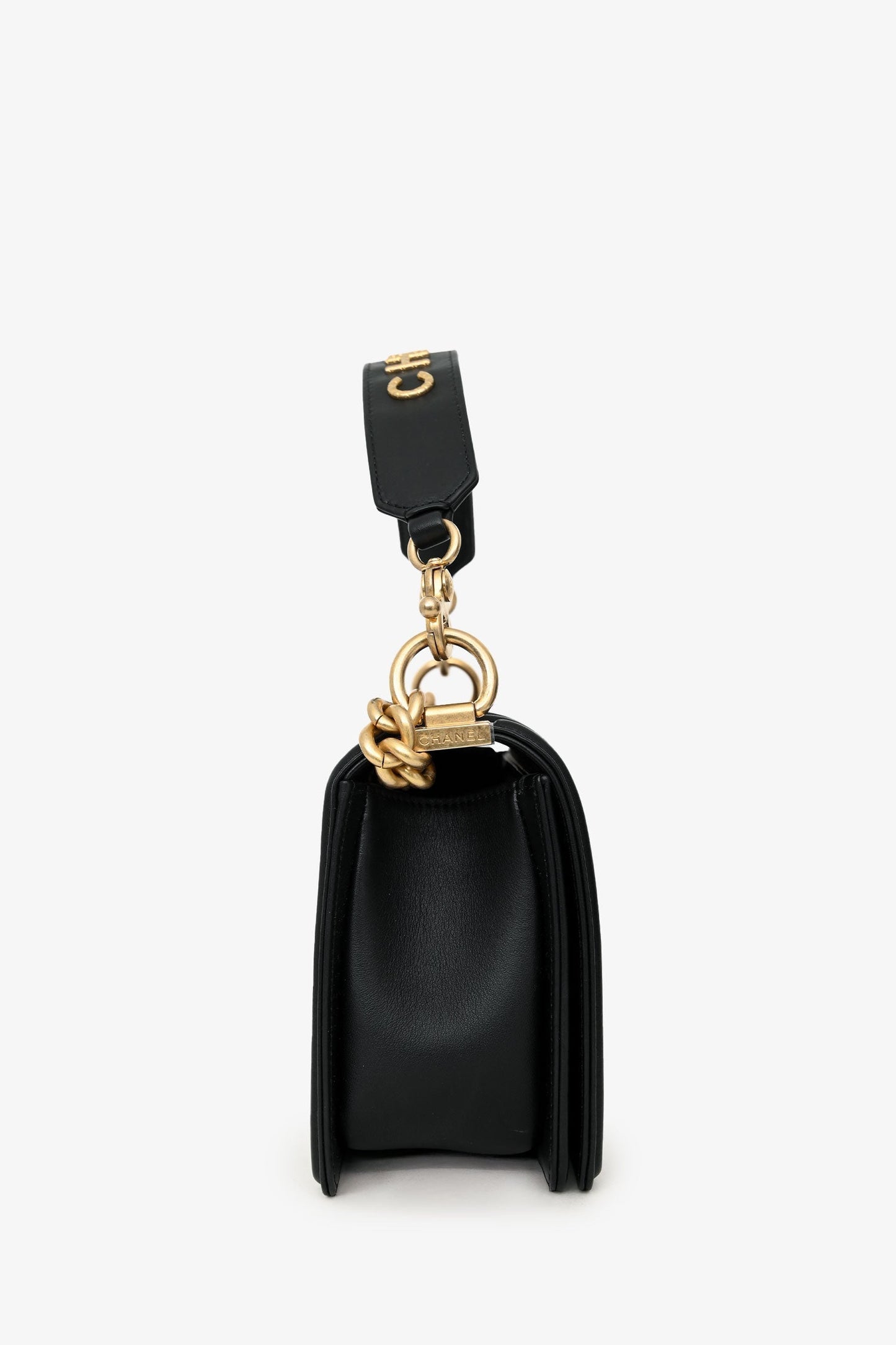 Chanel™ 2020 Black Quilted Lambskin Medium Boy Bag Gold-Tone Hardware