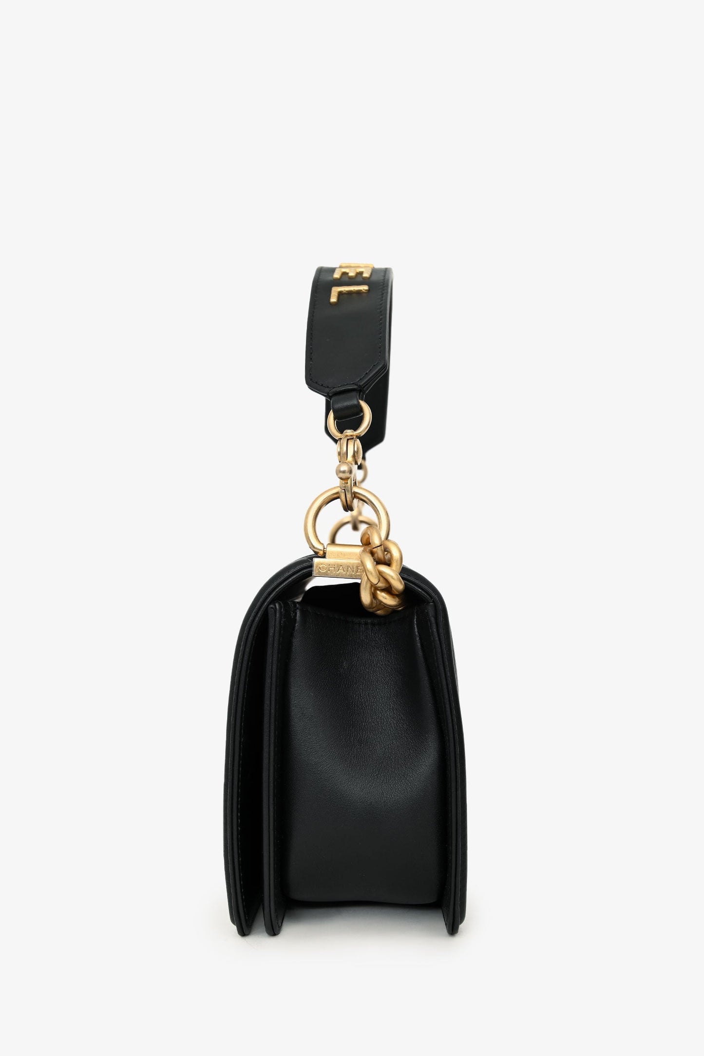 Chanel™ 2020 Black Quilted Lambskin Medium Boy Bag Gold-Tone Hardware