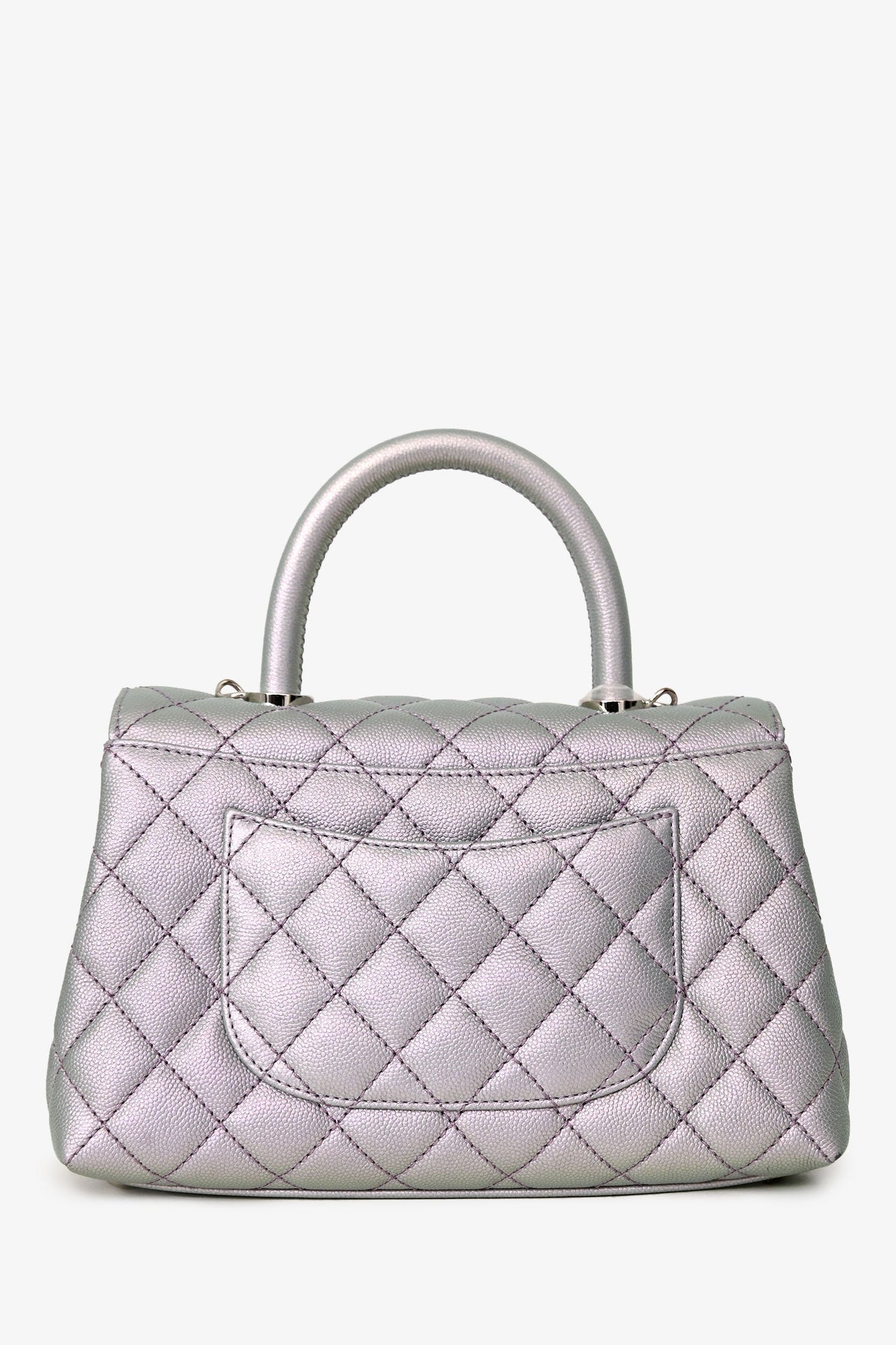 Chanel™ 2021 Metallic Champagne Gold Quilted Caviar Mini Coco Top Handle Bag