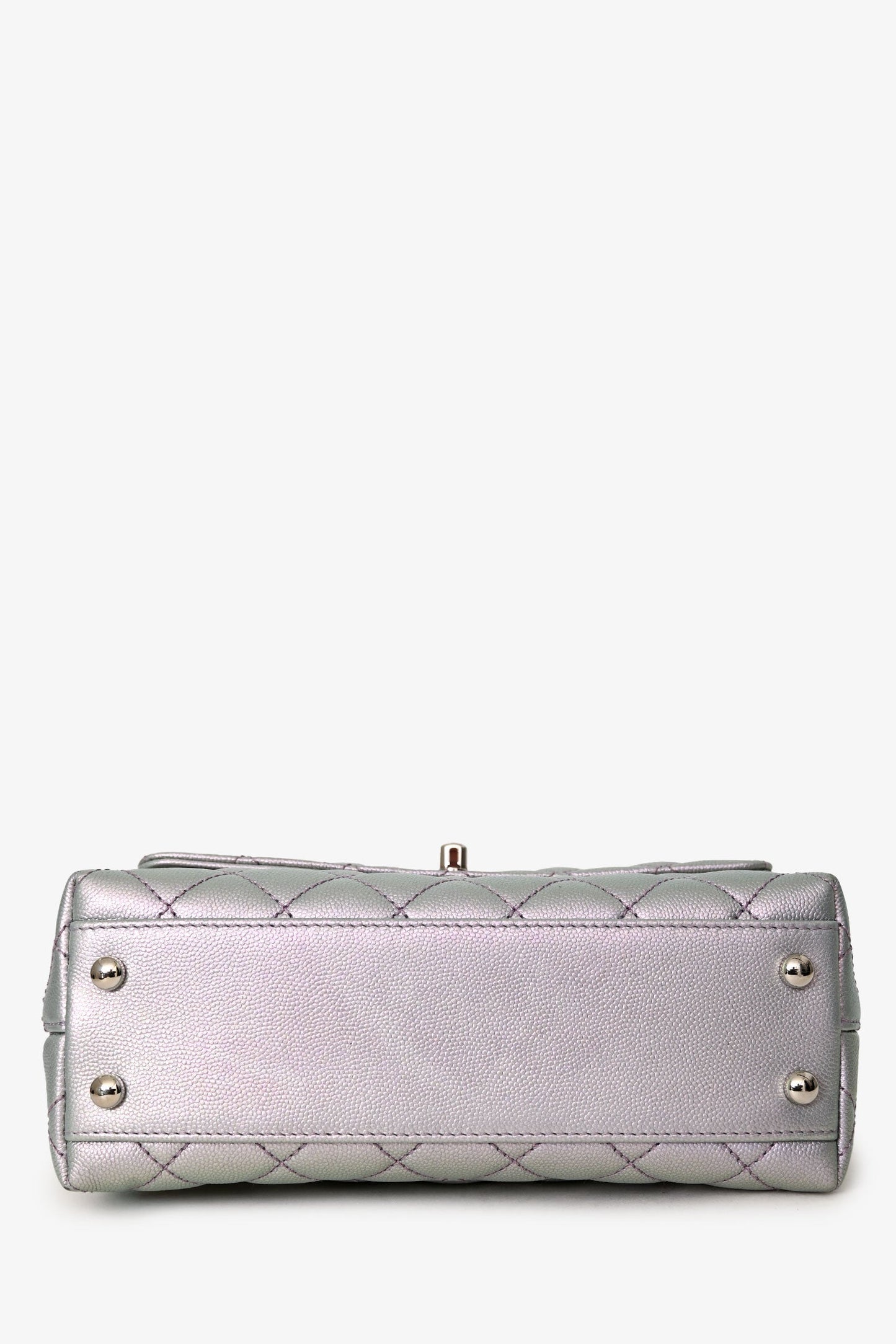 Chanel™ 2021 Metallic Champagne Gold Quilted Caviar Mini Coco Top Handle Bag
