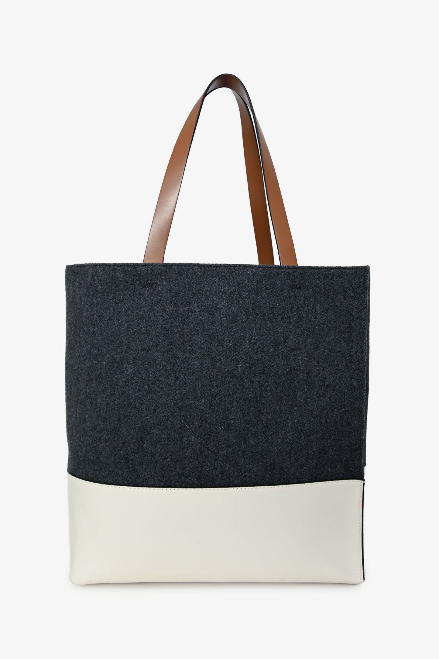Marni Grey Felt White Leather Tote