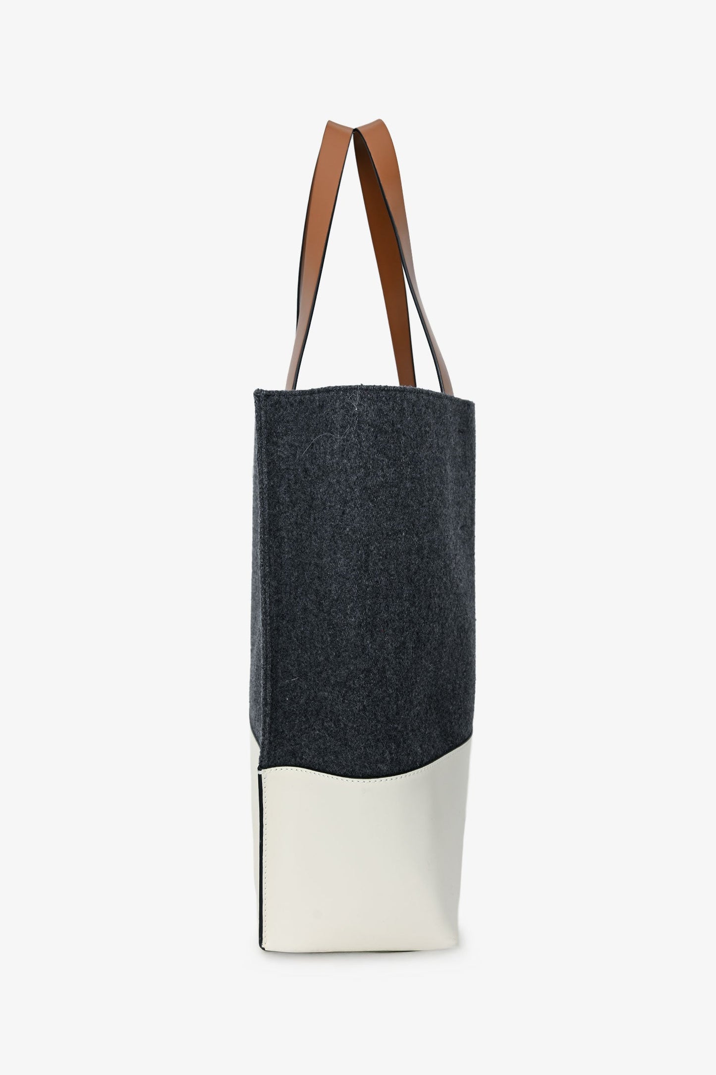 Marni Grey Felt White Leather Tote