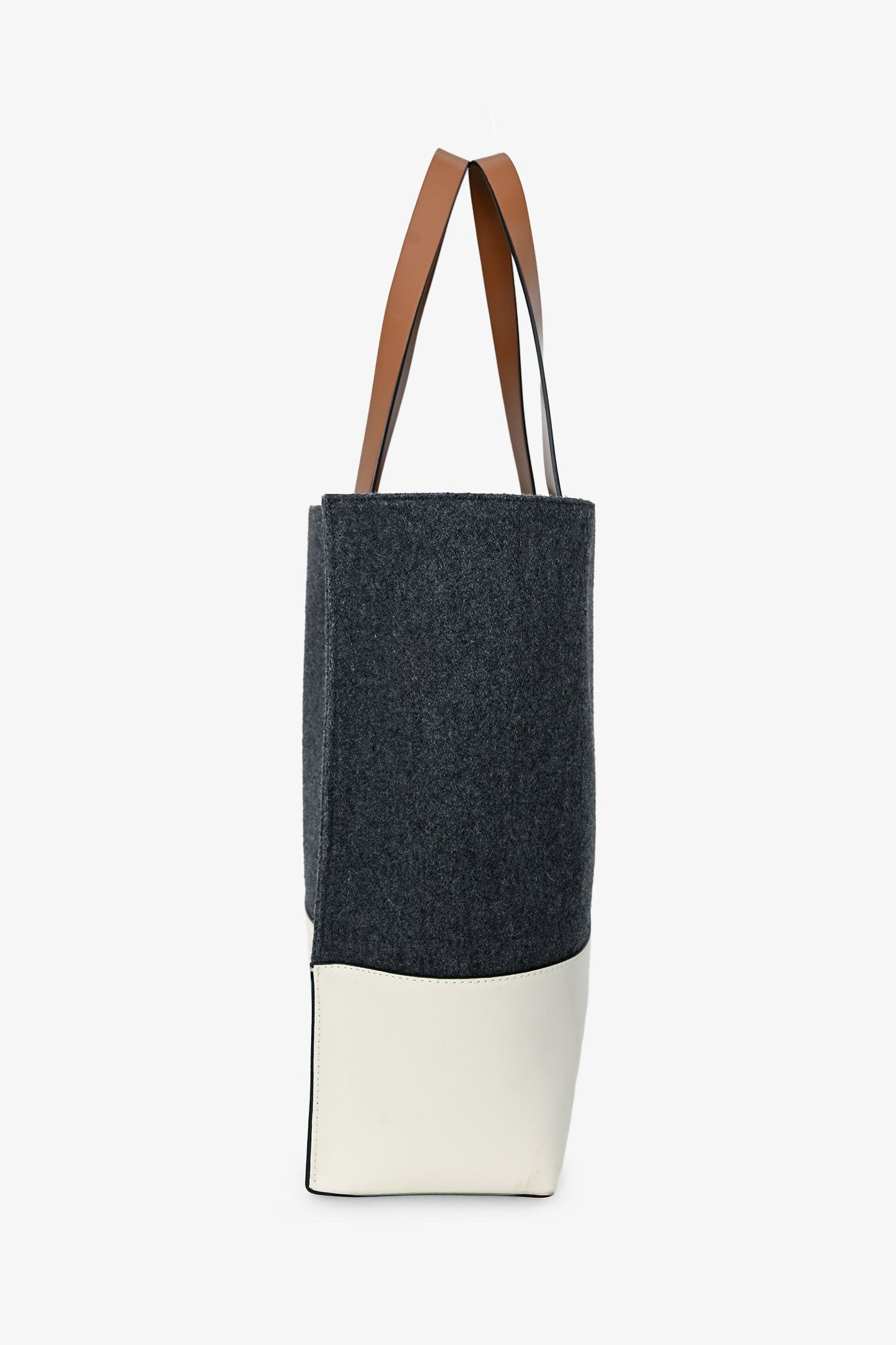 Marni Grey Felt White Leather Tote