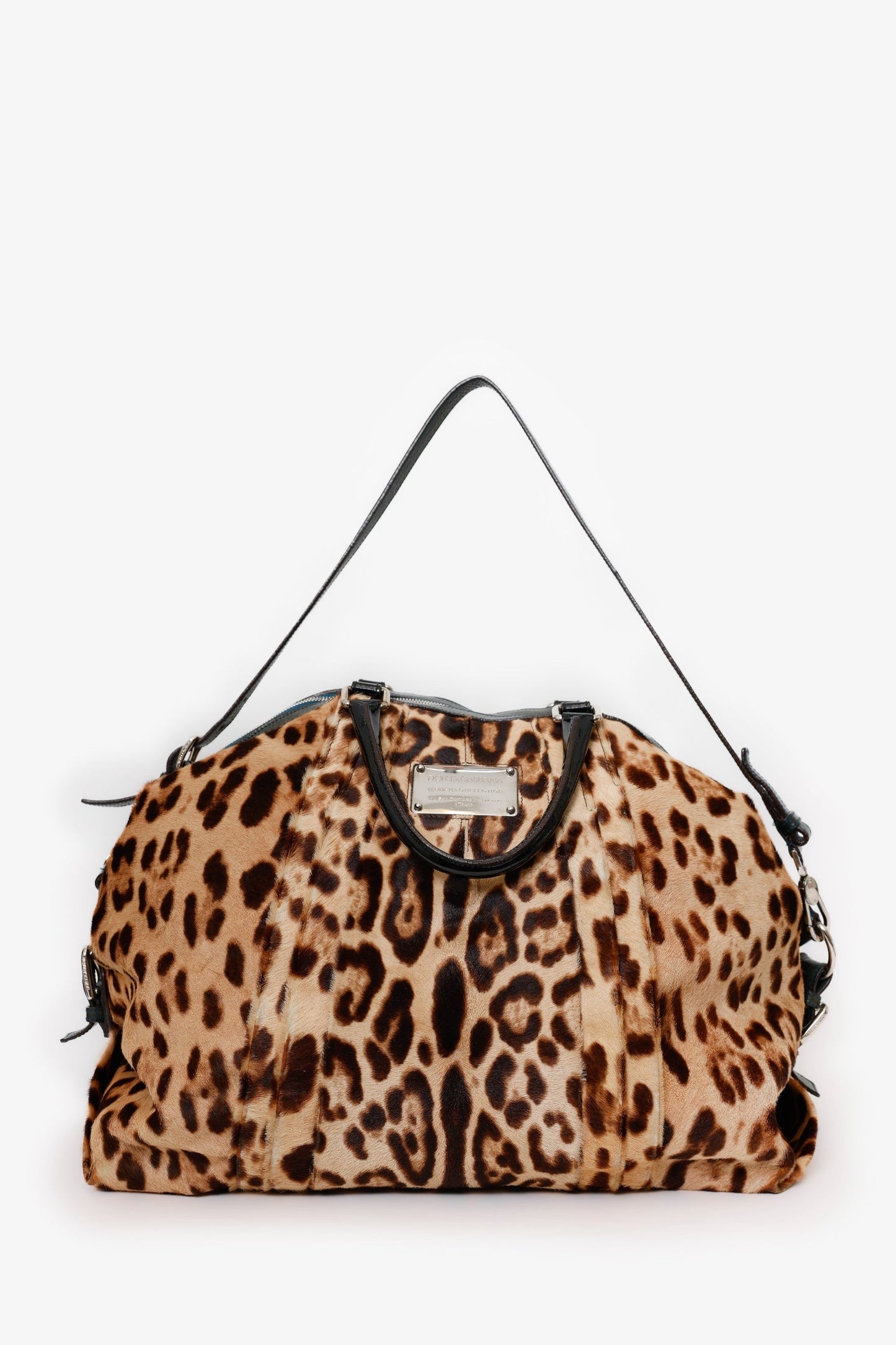 Dolce & Gabbana Beige Leopard Print Calfhair Miss Urbanette Satchel