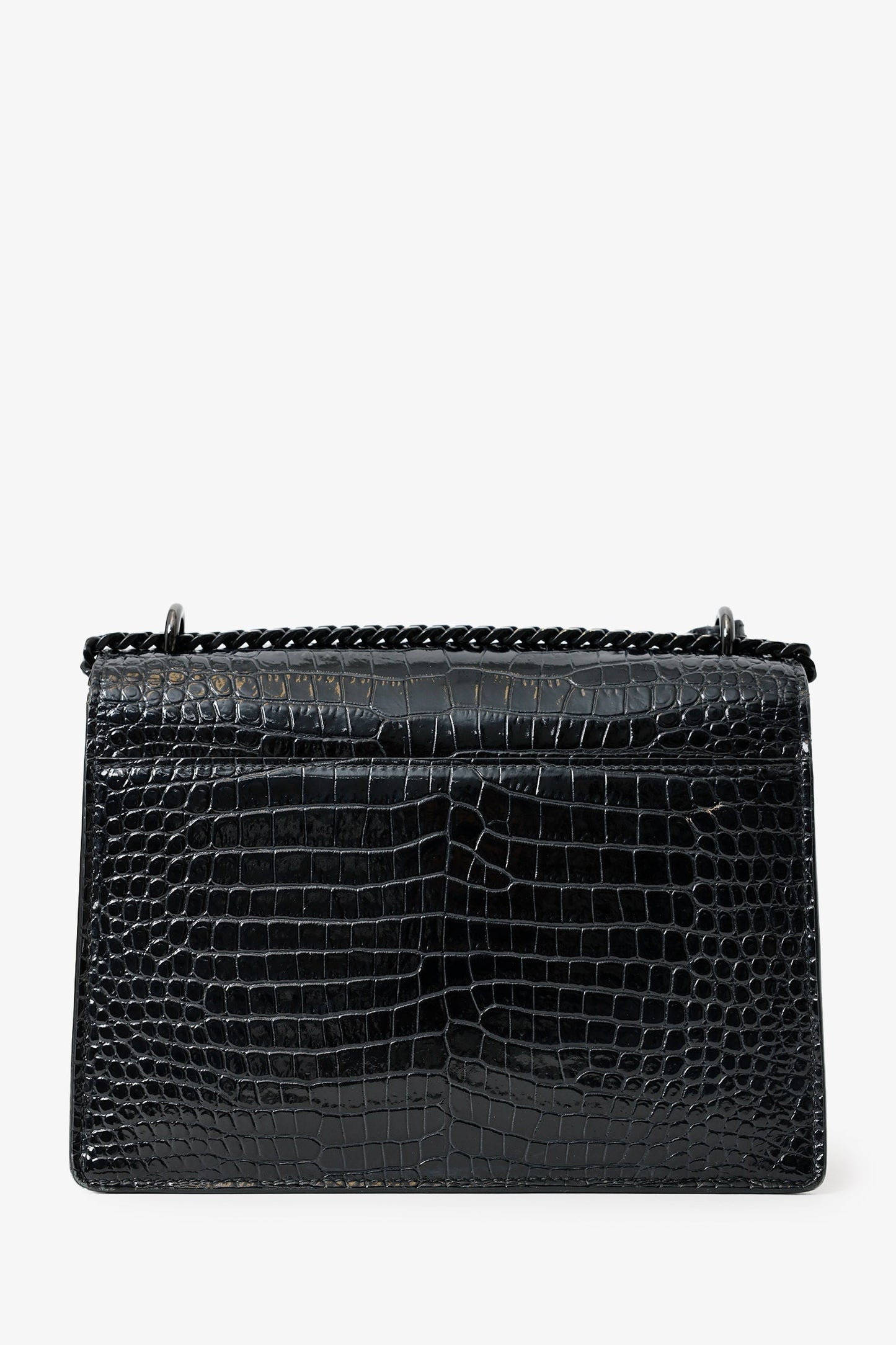 Saint Laurent So Black Croc Embossed Leather Medium 'Sunset' Shoulder Bag