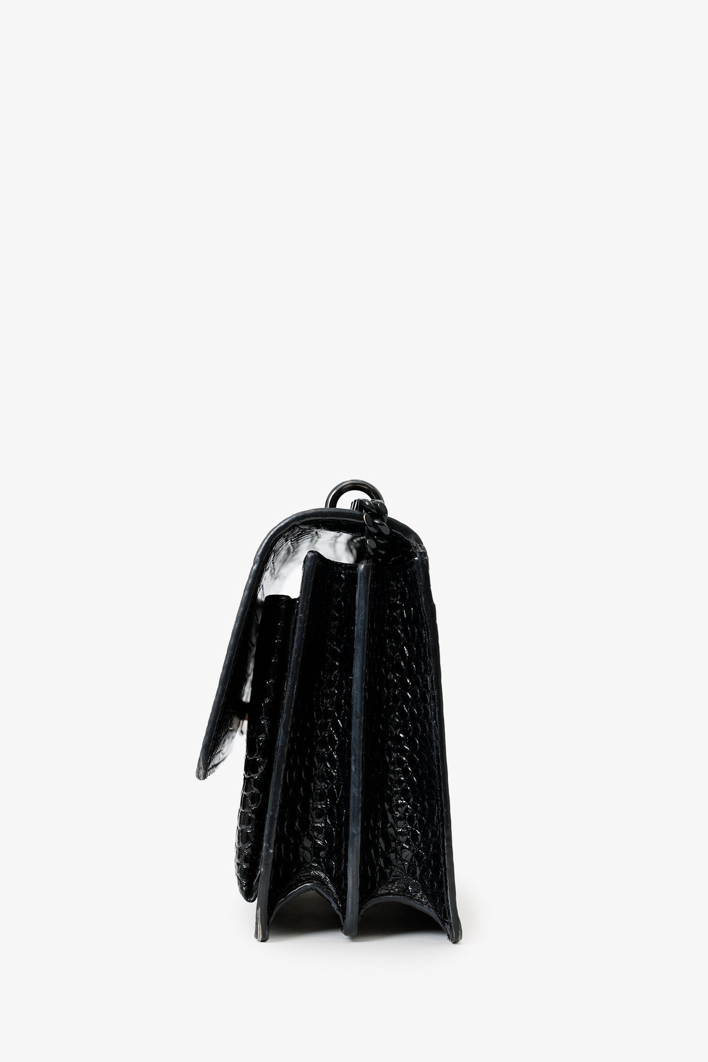 Saint Laurent So Black Croc Embossed Leather Medium 'Sunset' Shoulder Bag