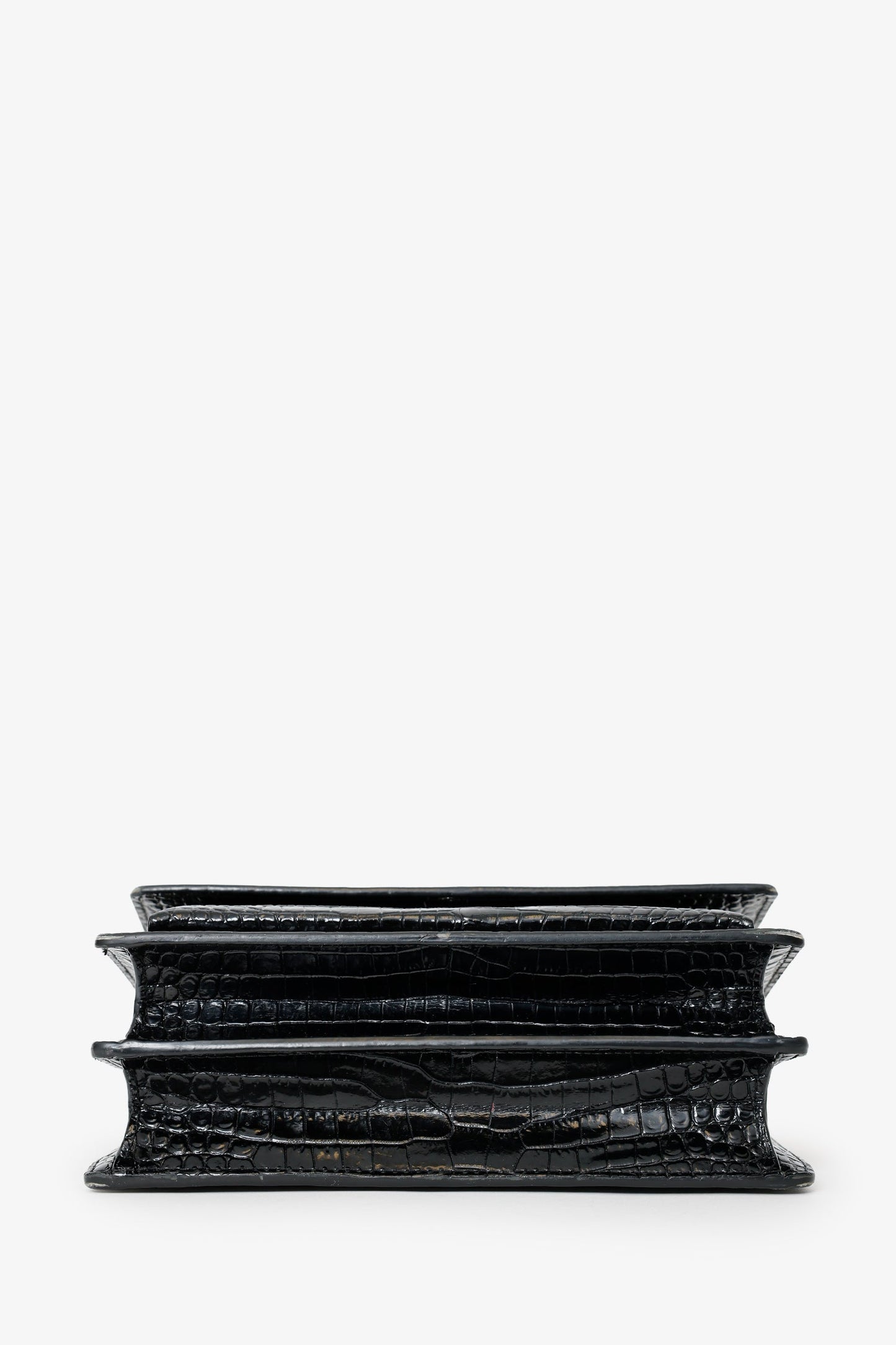 Saint Laurent So Black Croc Embossed Leather Medium 'Sunset' Shoulder Bag